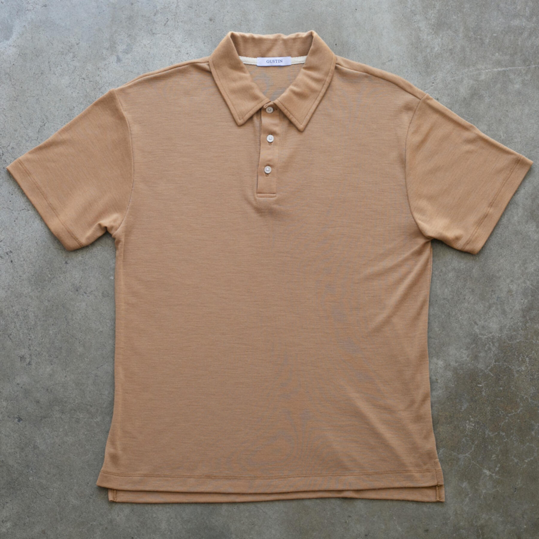 gustin merino wool polo - camel