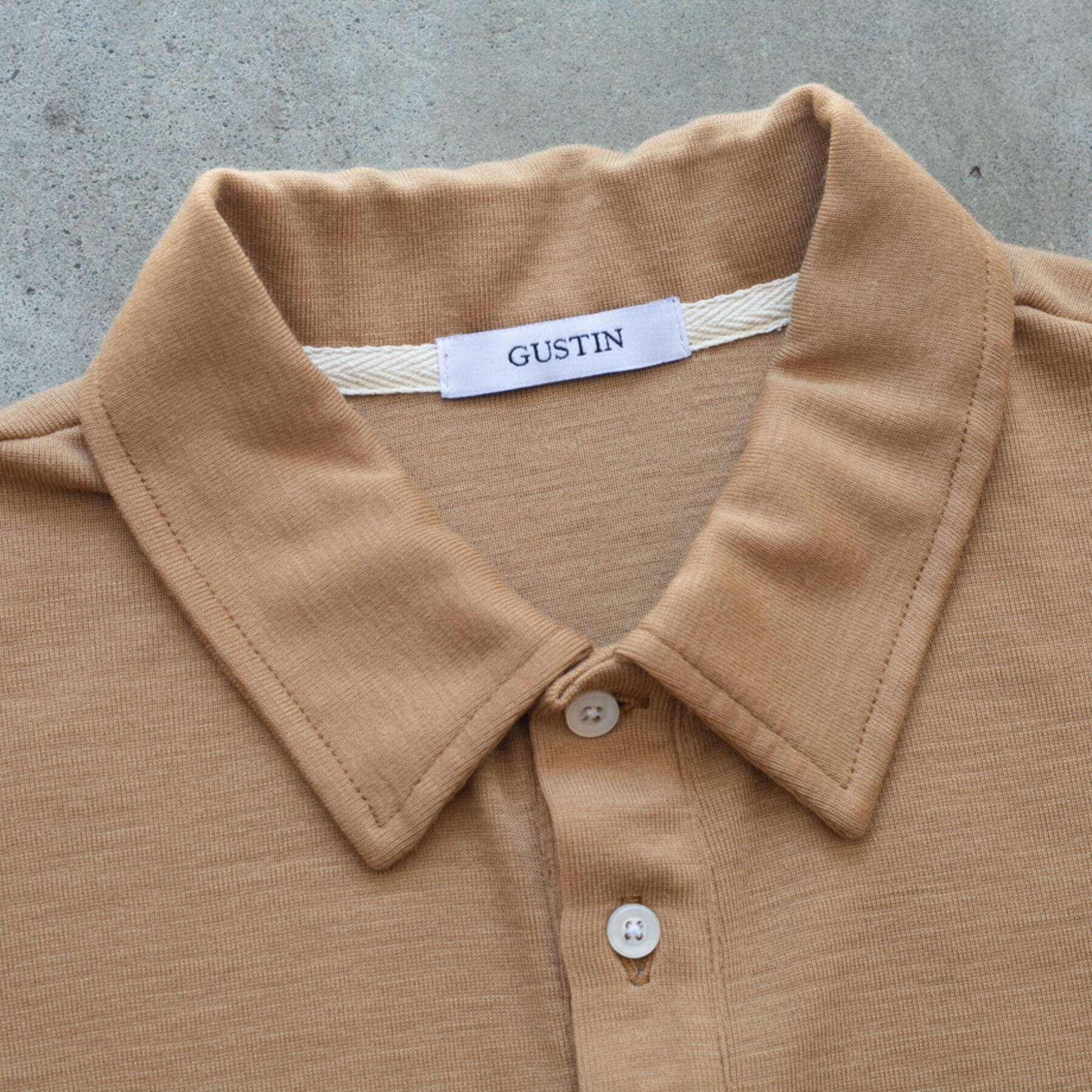 gustin merino wool polo - camel