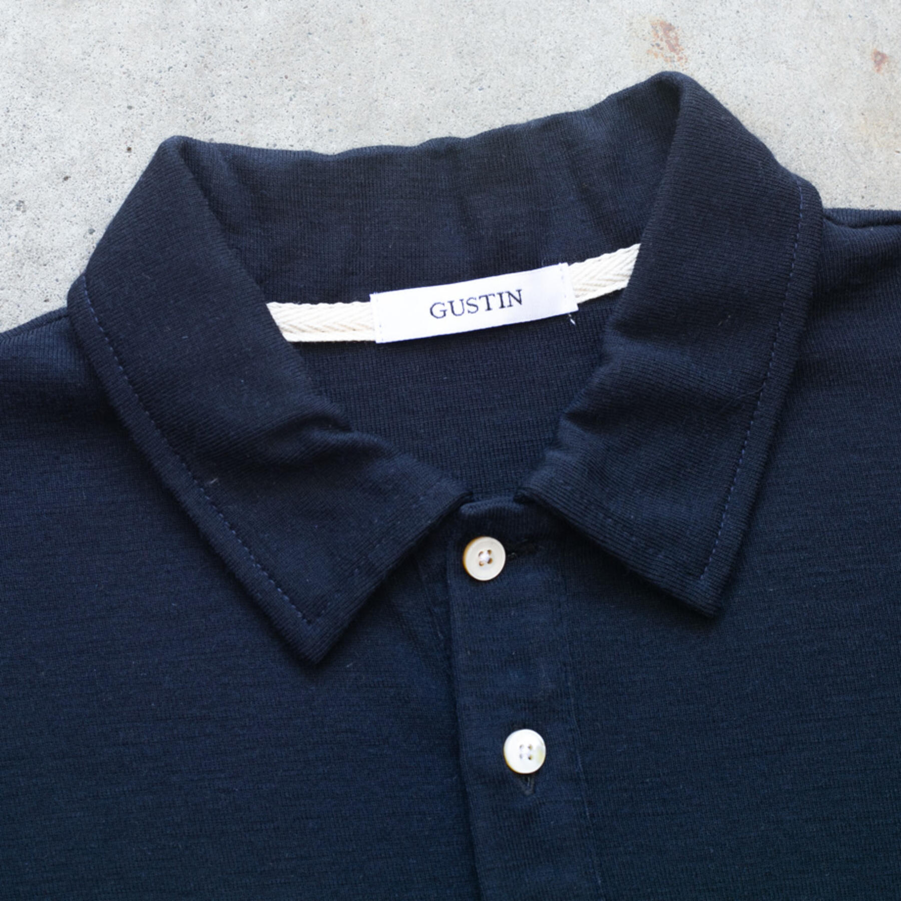 gustin merino wool polo - navy