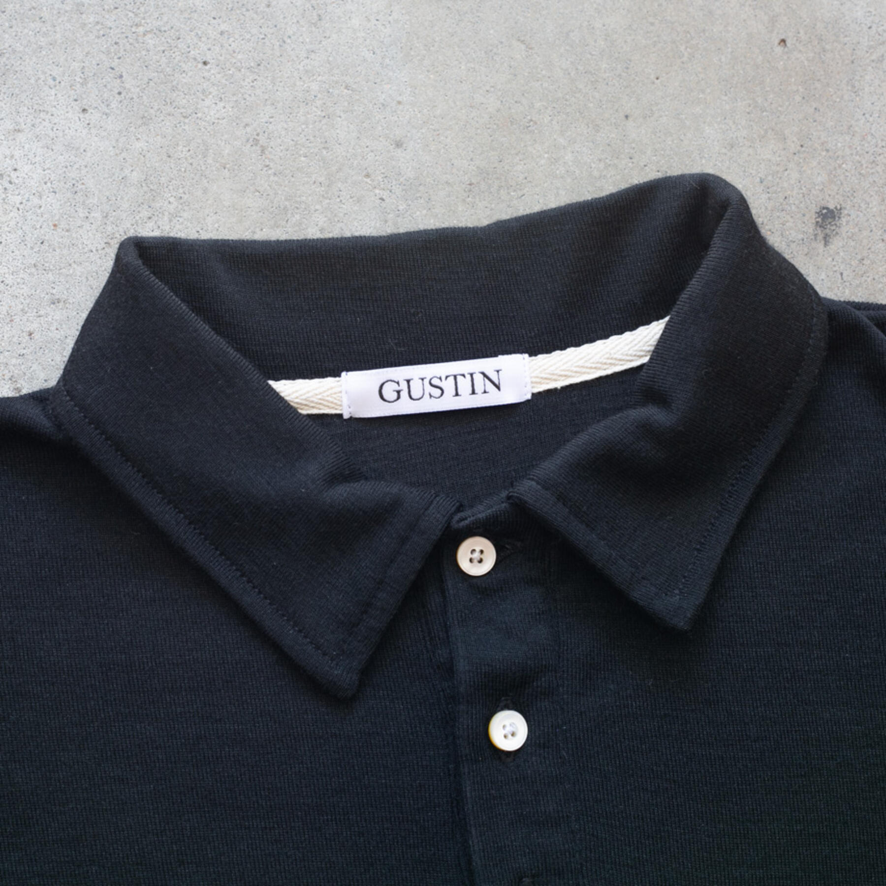gustin merino wool polo - black