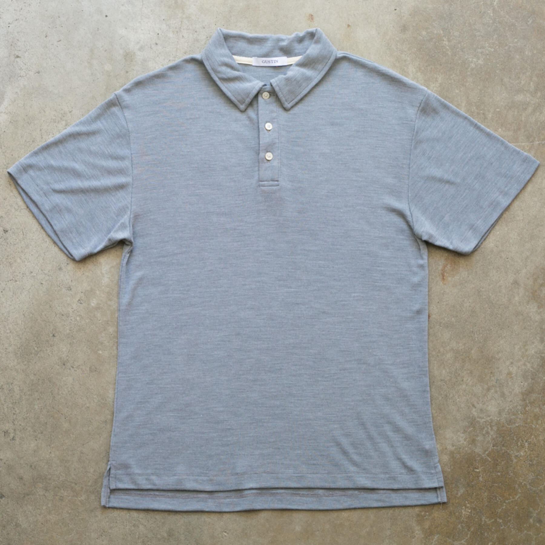 gustin merino wool polo - heather grey