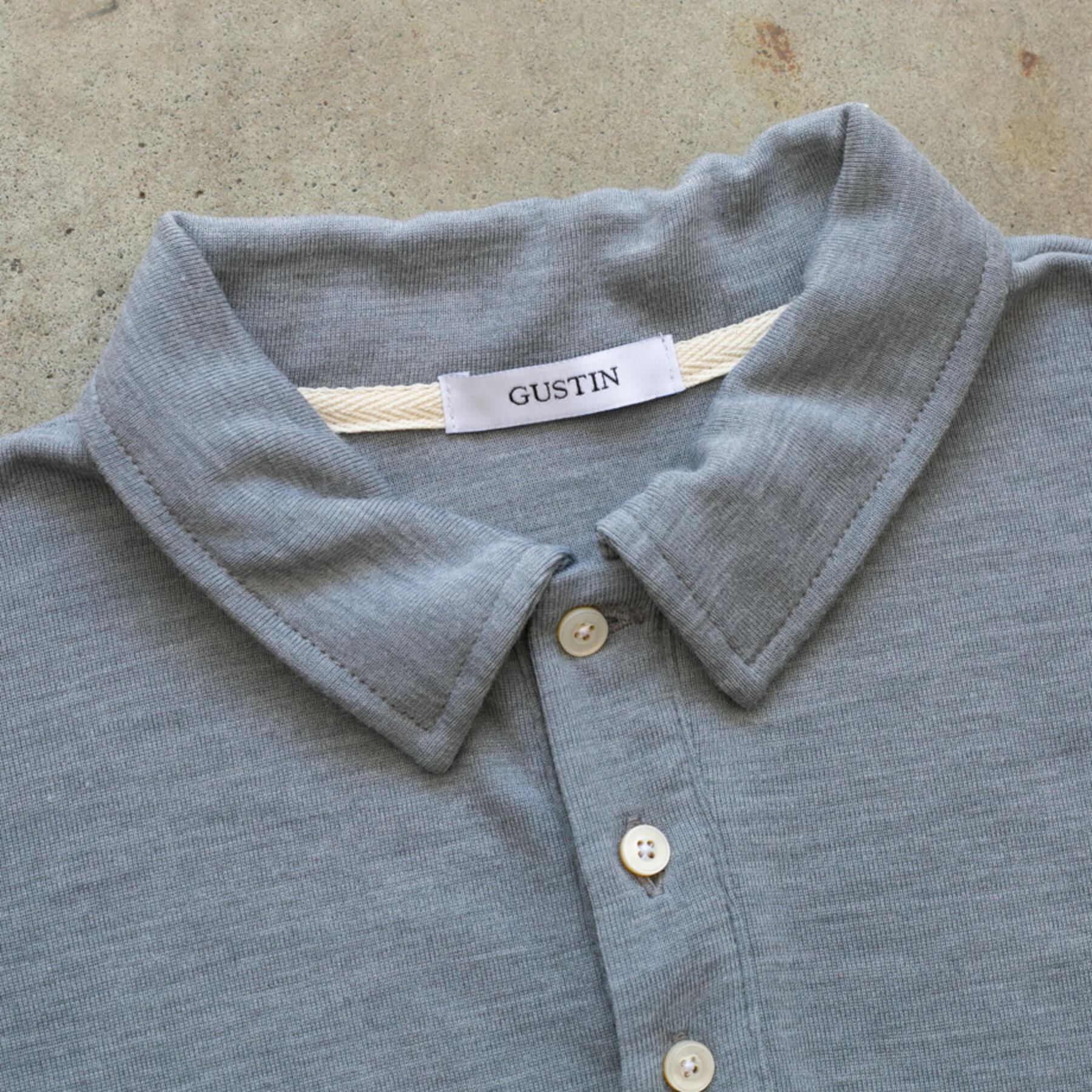 gustin merino wool polo - heather grey