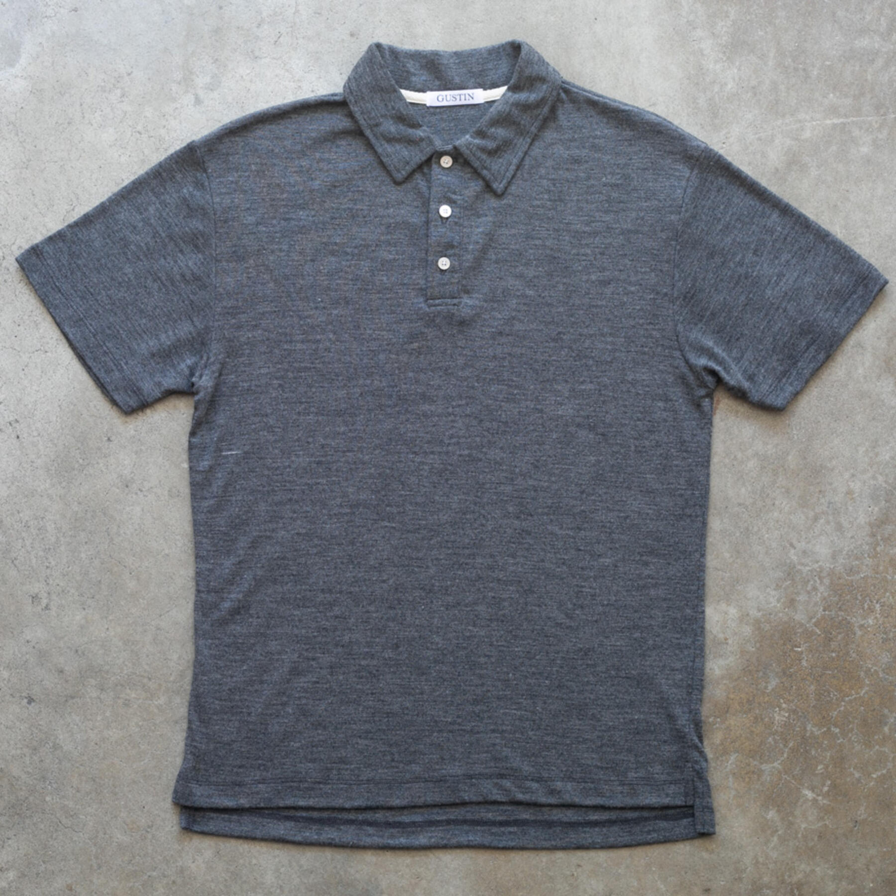 gustin merino wool polo - heather charcoal
