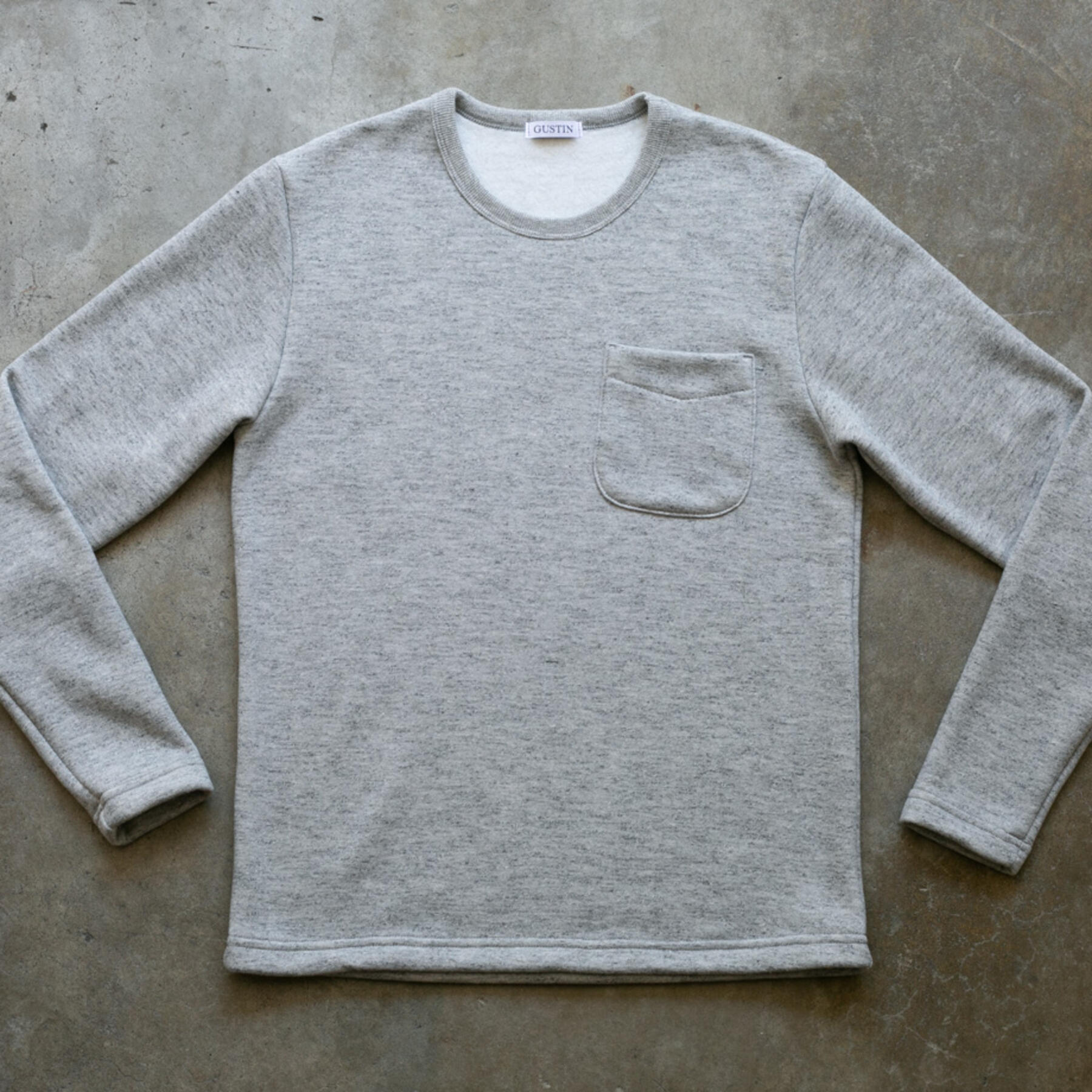 gustin twisted yarn fleece crewneck - heather grey