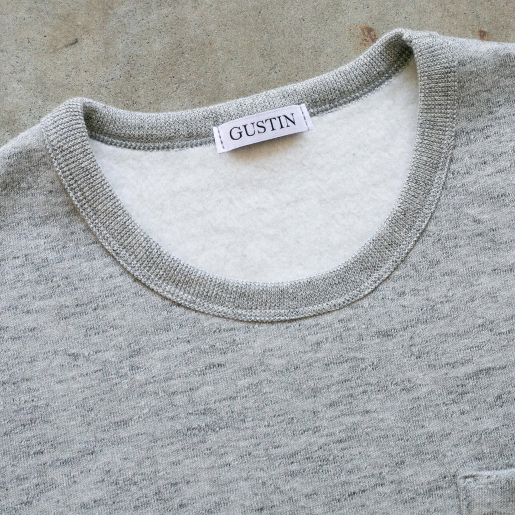 gustin twisted yarn fleece crewneck - heather grey