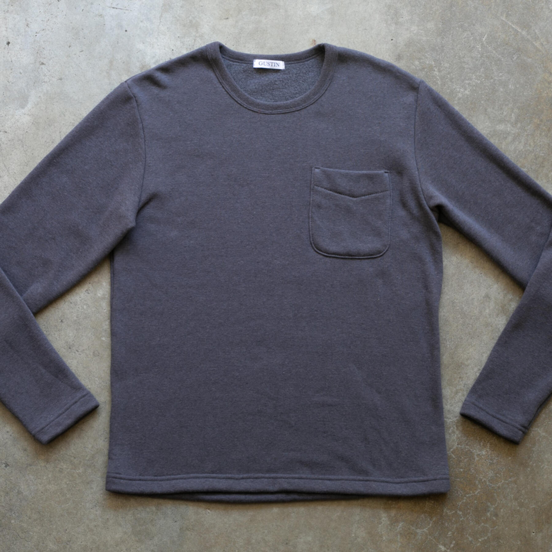 gustin twisted yarn fleece crewneck - charcoal