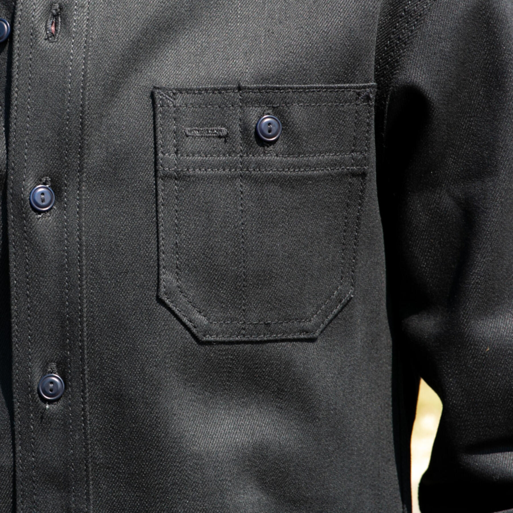 gustin #155 black x black stretch selvedge workshirt