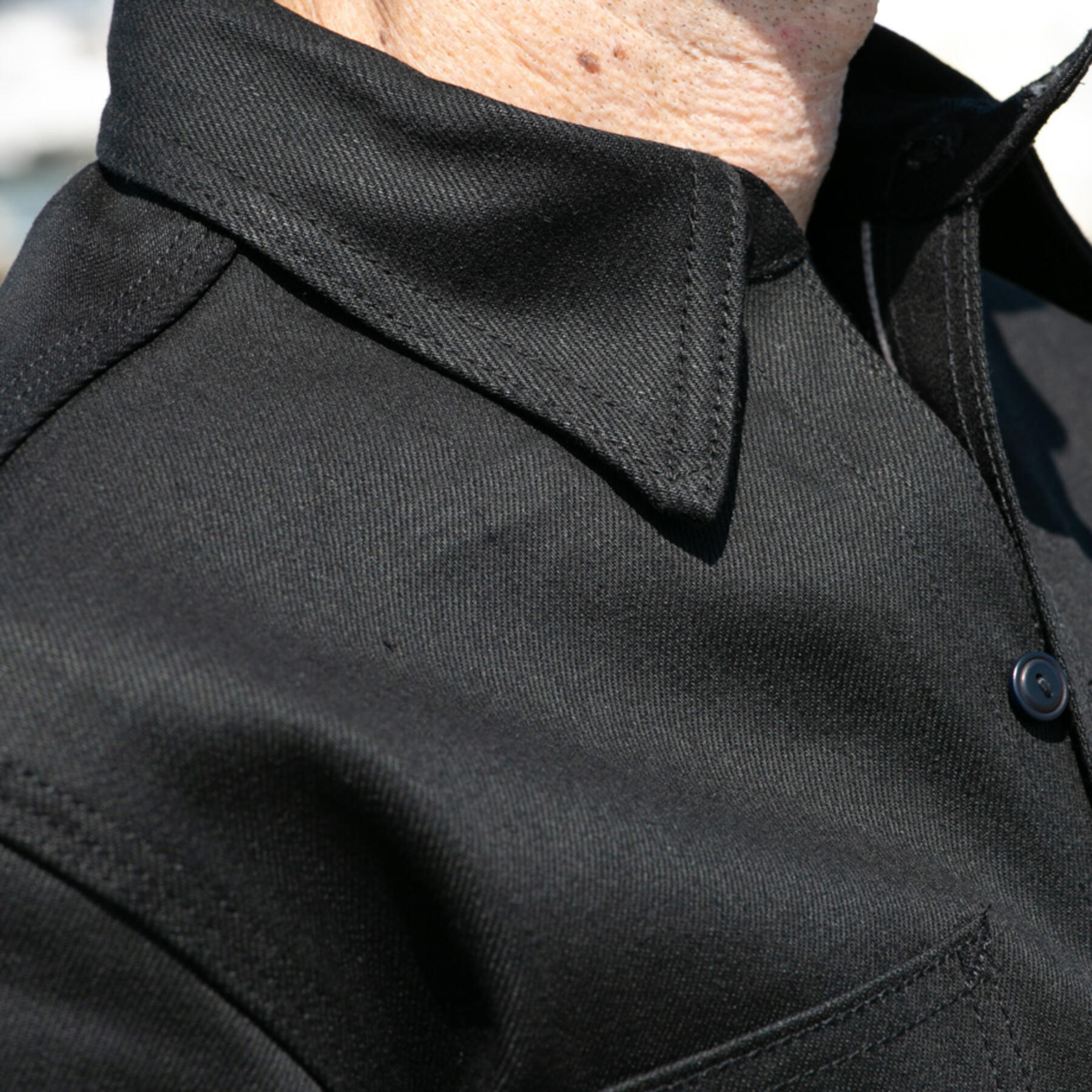 gustin #155 black x black stretch selvedge workshirt