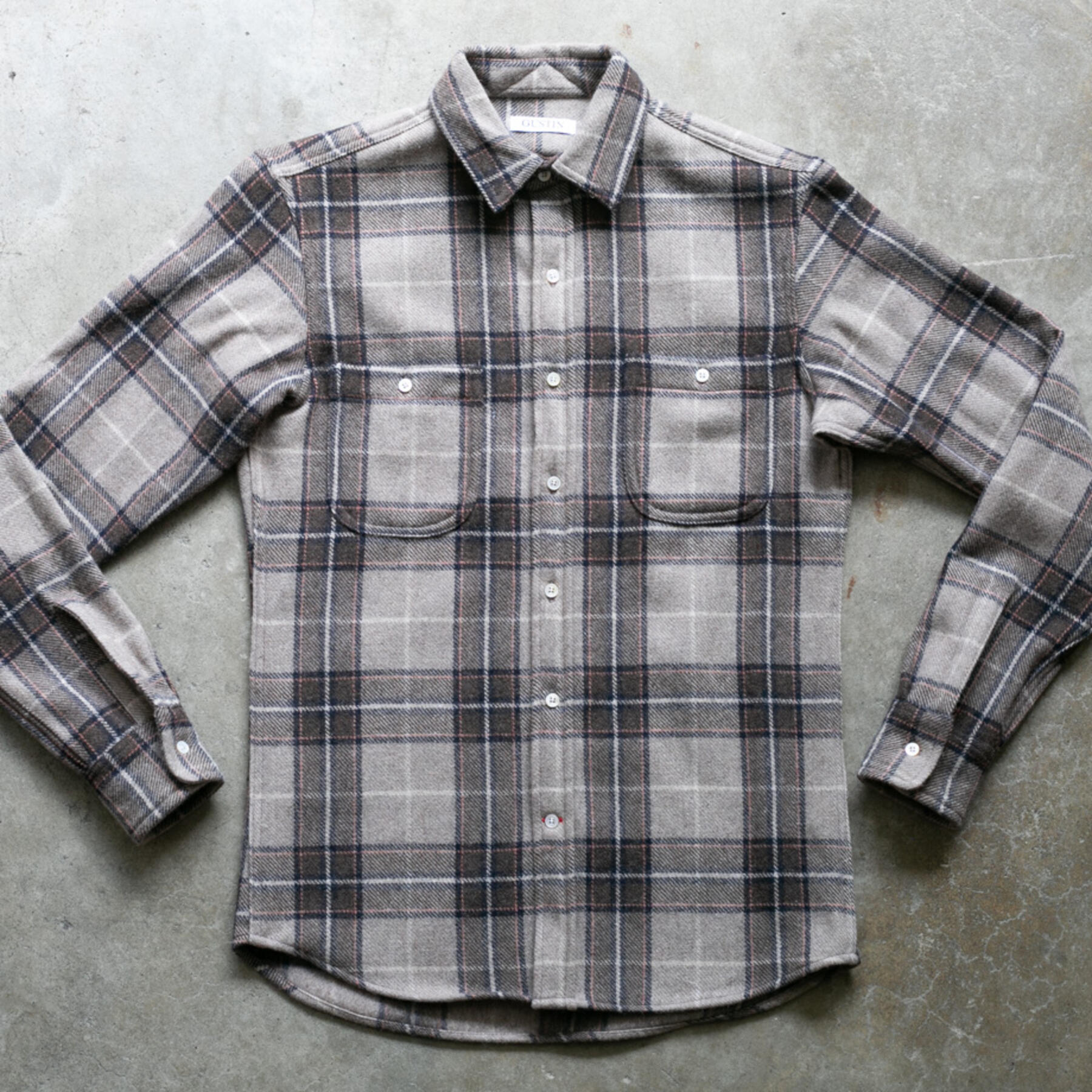gustin #1160 vintage wool alpaca - taupe grid