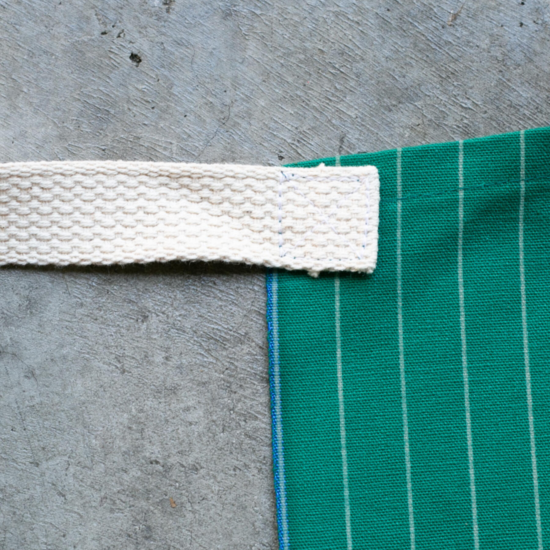 gustin mint pinstripe selvedge apron