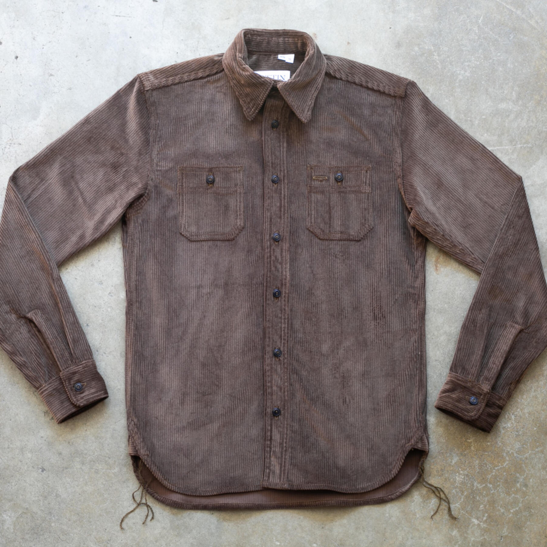 gustin #156 vintage corduroy workshirt - dark oak