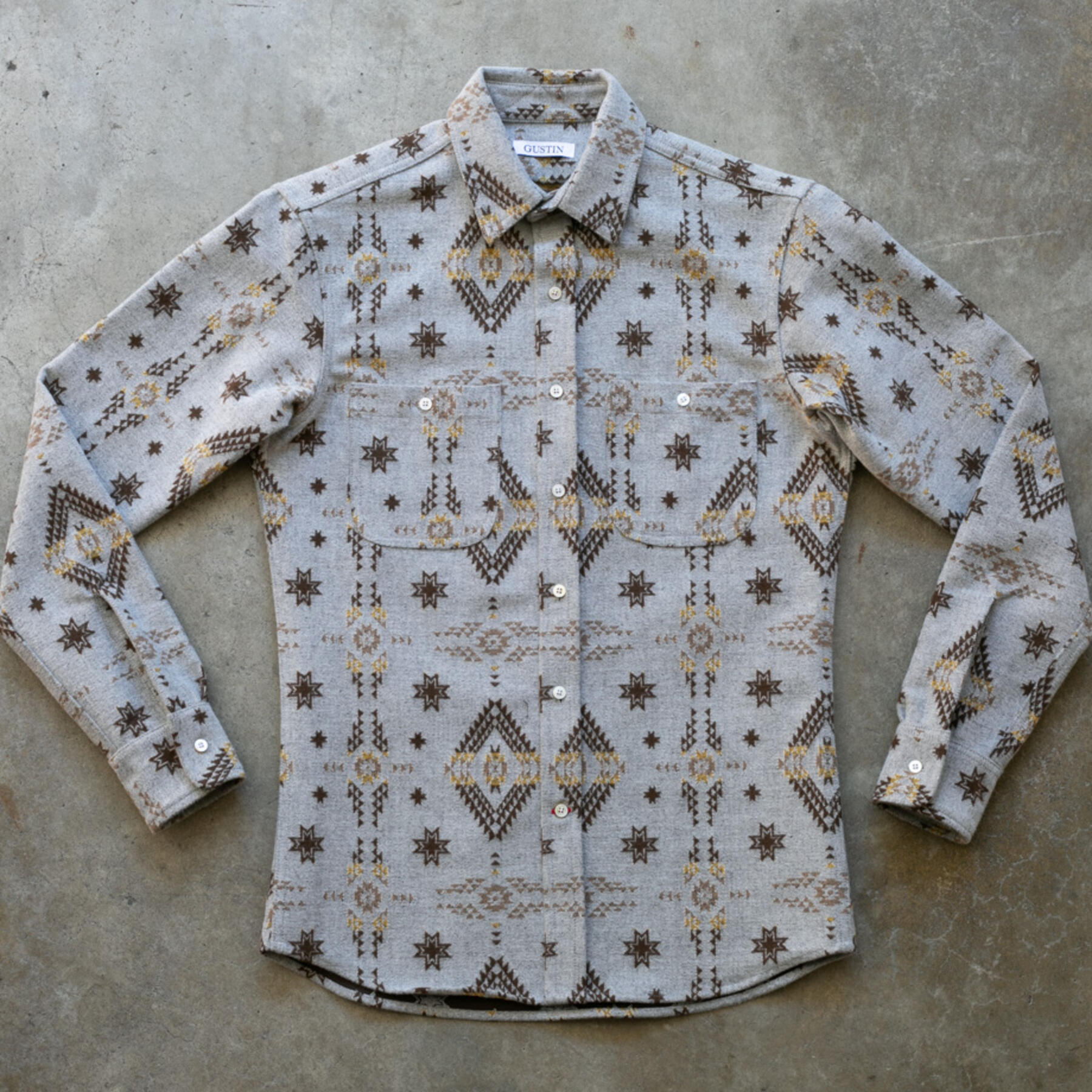 gustin #1164 monster saddle blanket shirt - stone