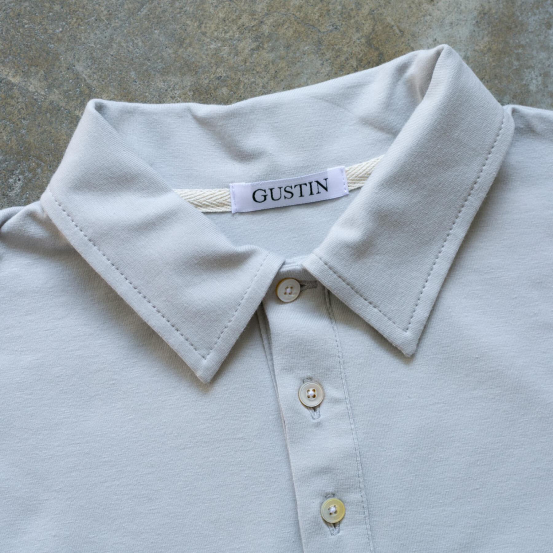 gustin big jersey polo - stone