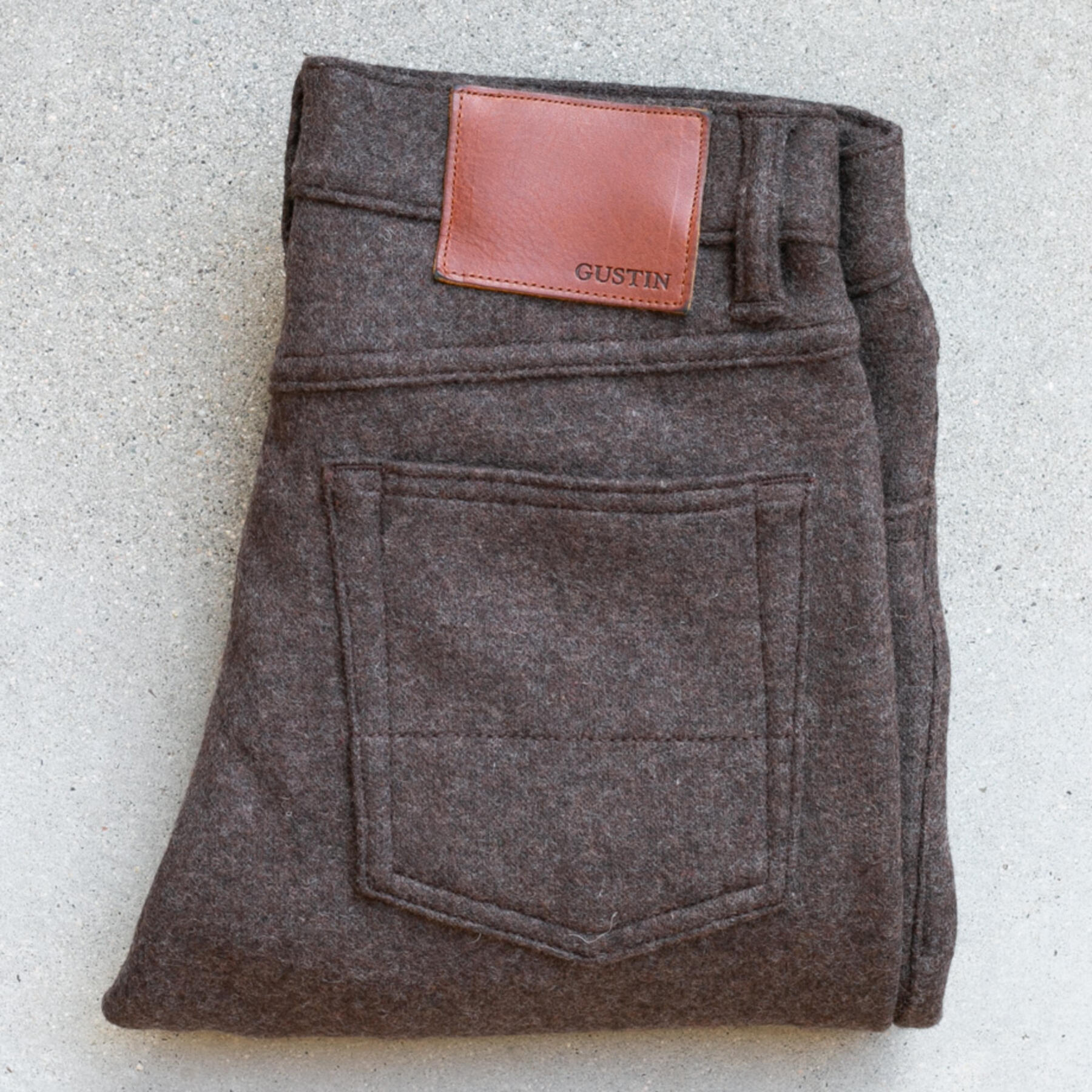 gustin #319 melton wool jersey 5 pocket - brown