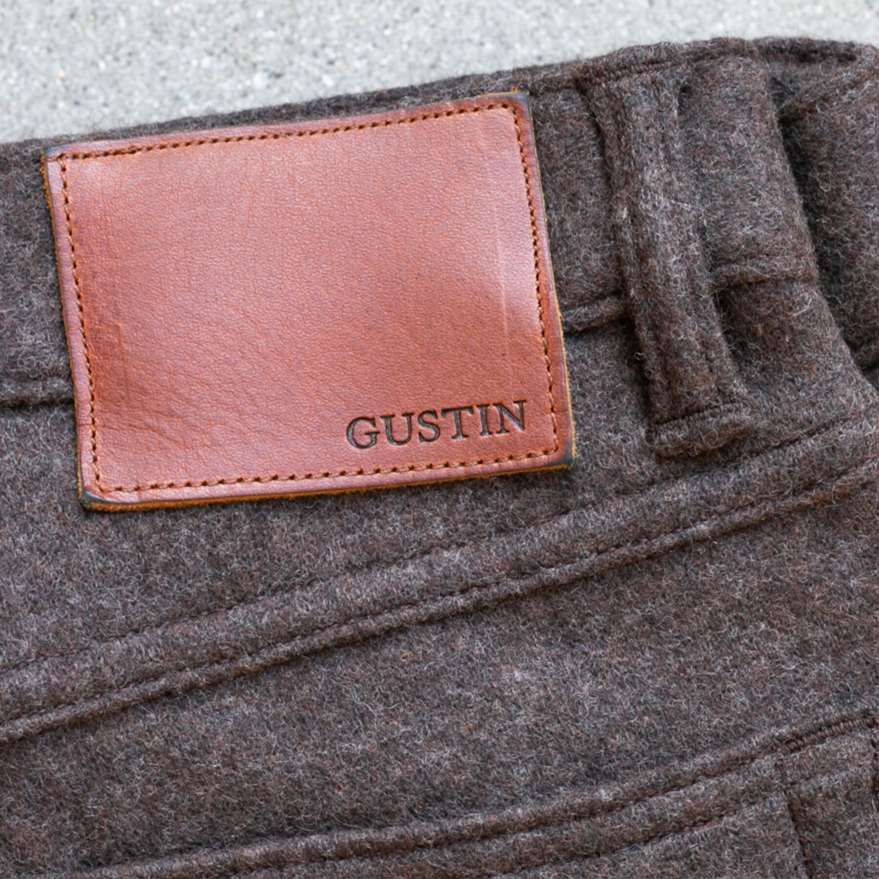 gustin #319 melton wool jersey 5 pocket - brown