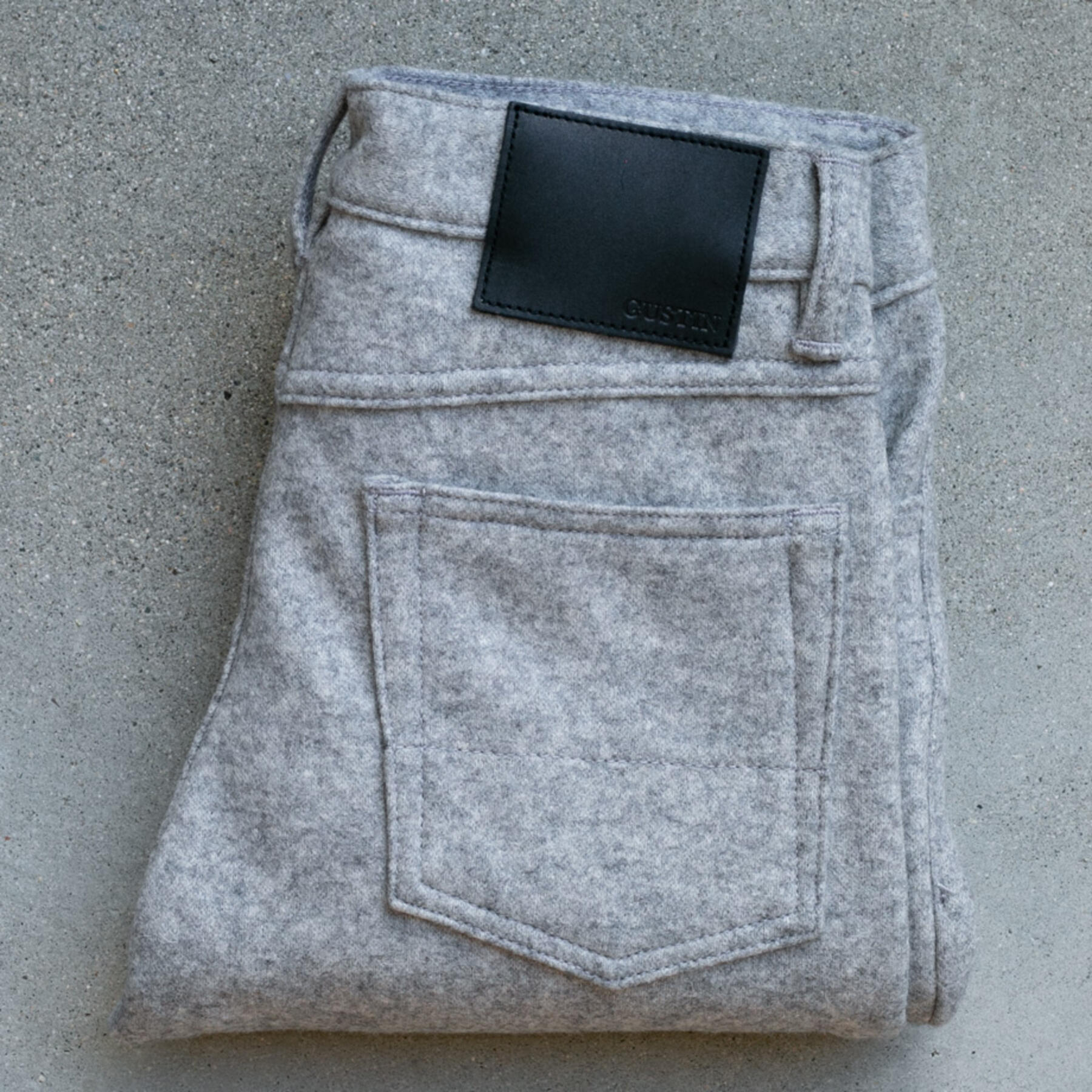 gustin #321 melton wool jersey 5 pocket - concrete