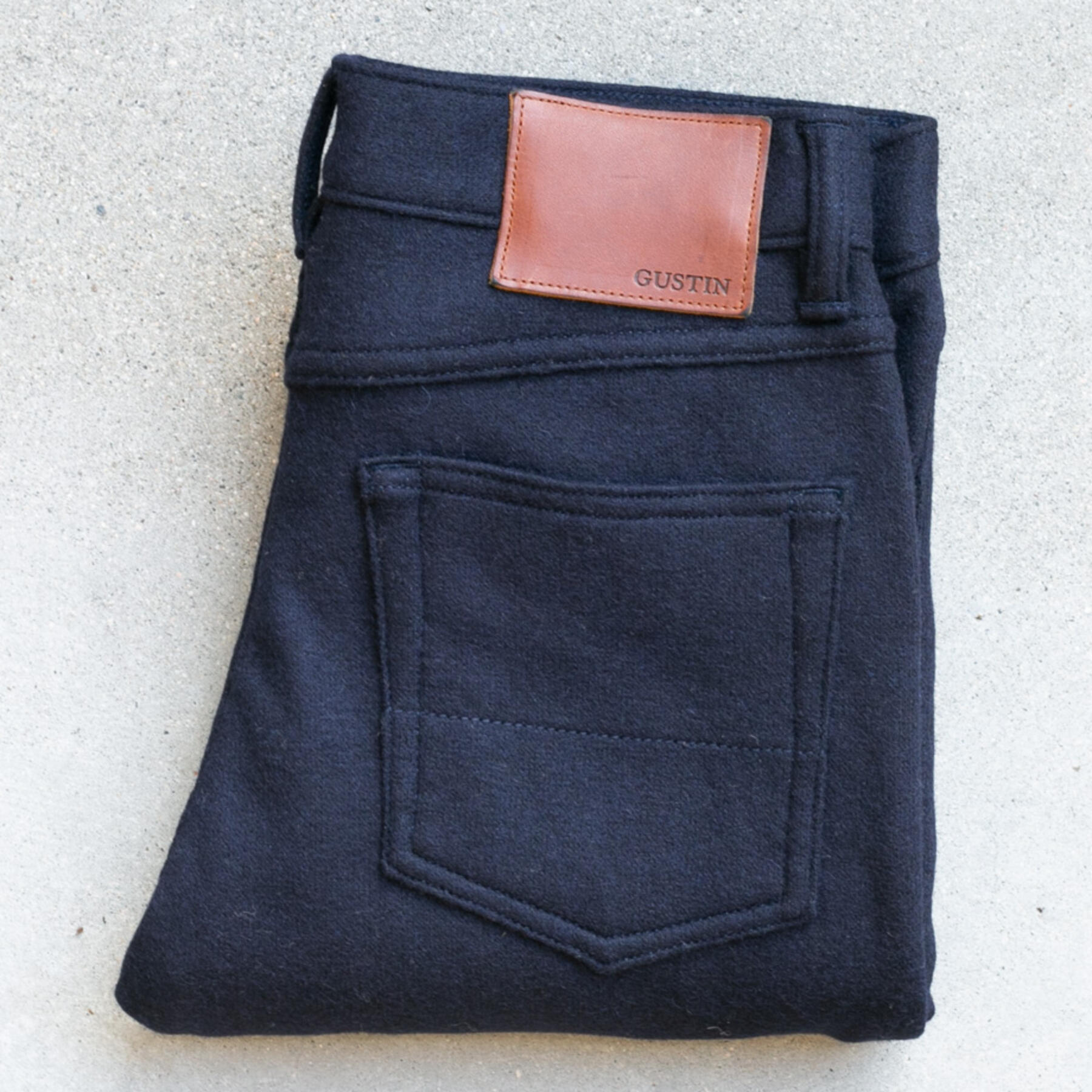 gustin #322 melton wool jersey 5 pocket - navy