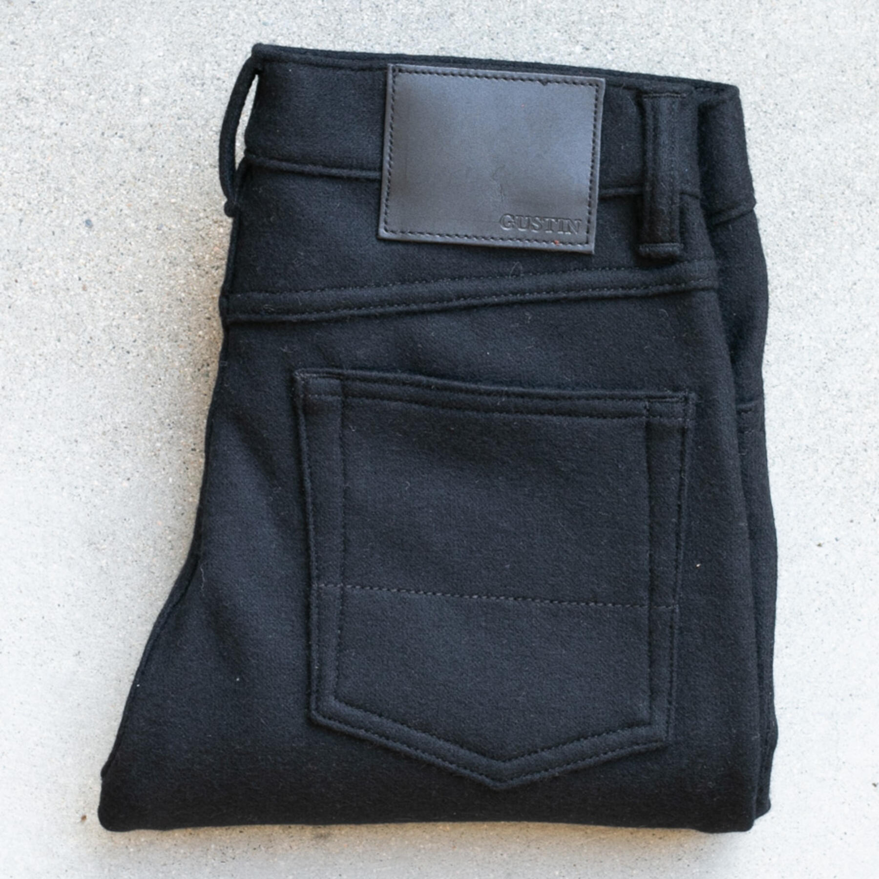 gustin #323 melton wool jersey 5 pocket - black