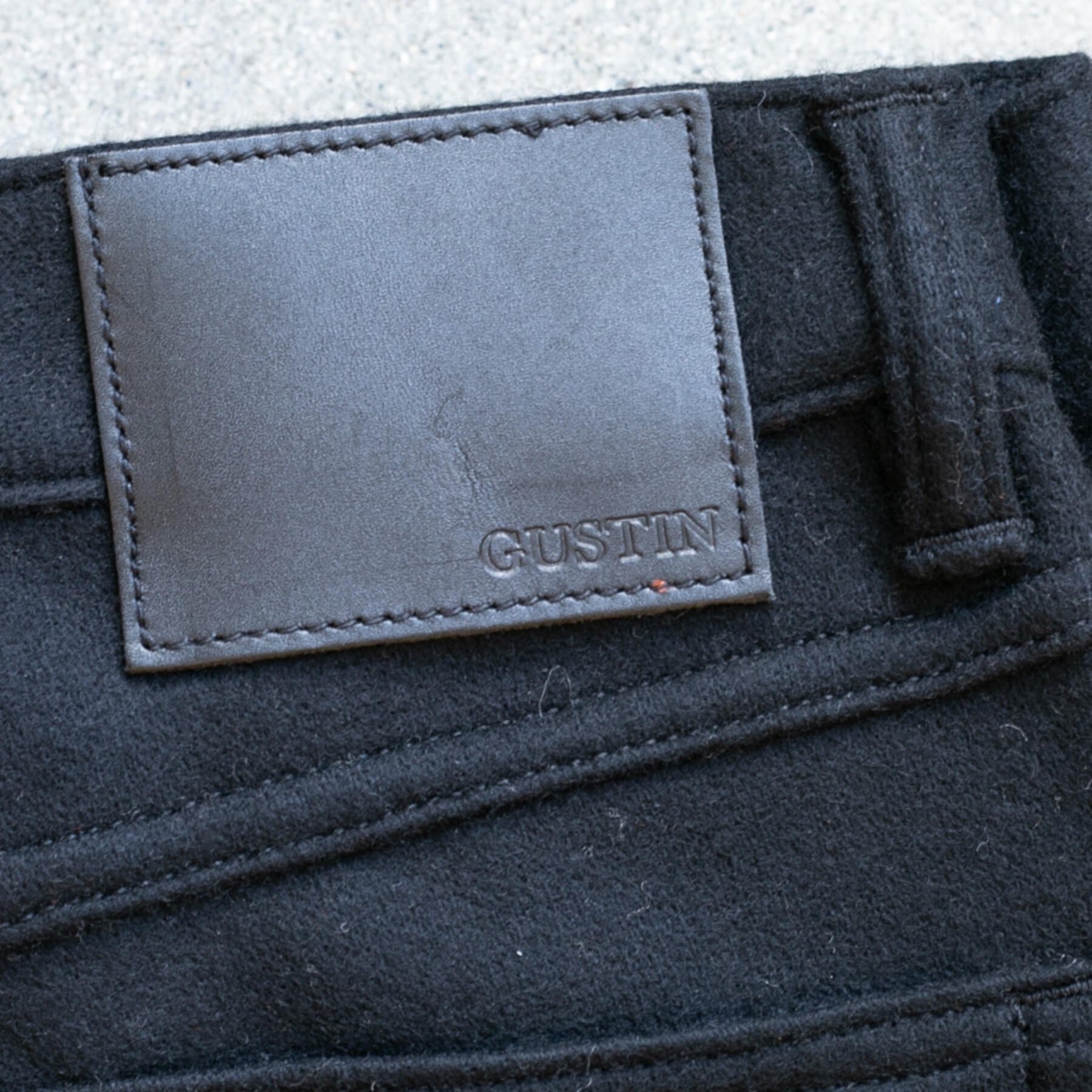 gustin #323 melton wool jersey 5 pocket - black