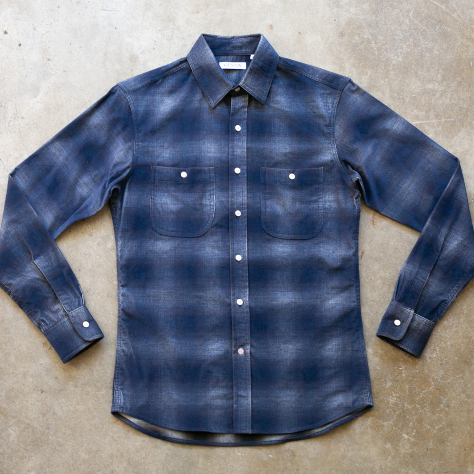 gustin #1075 shadow corduroy shirt - ocean