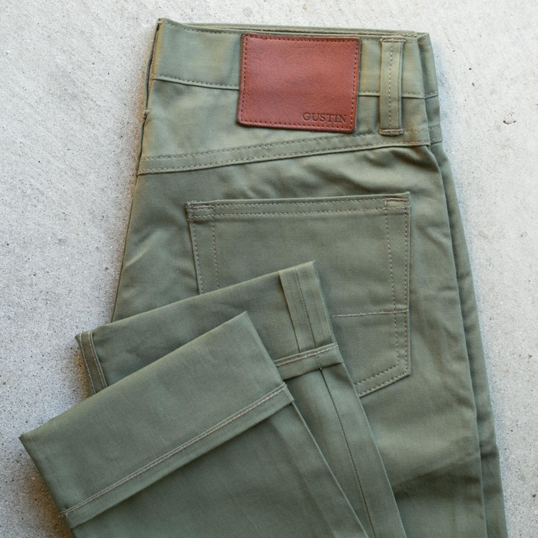 gustin #564 vintage selvedge chino cloth - olive