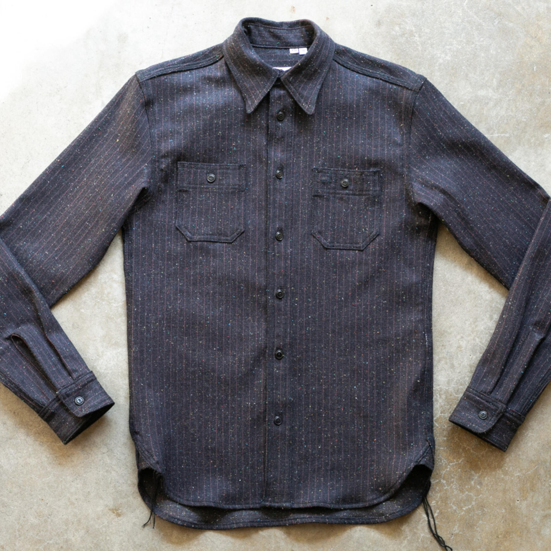 gustin #162 black pinstripe rainbow nep workshirt
