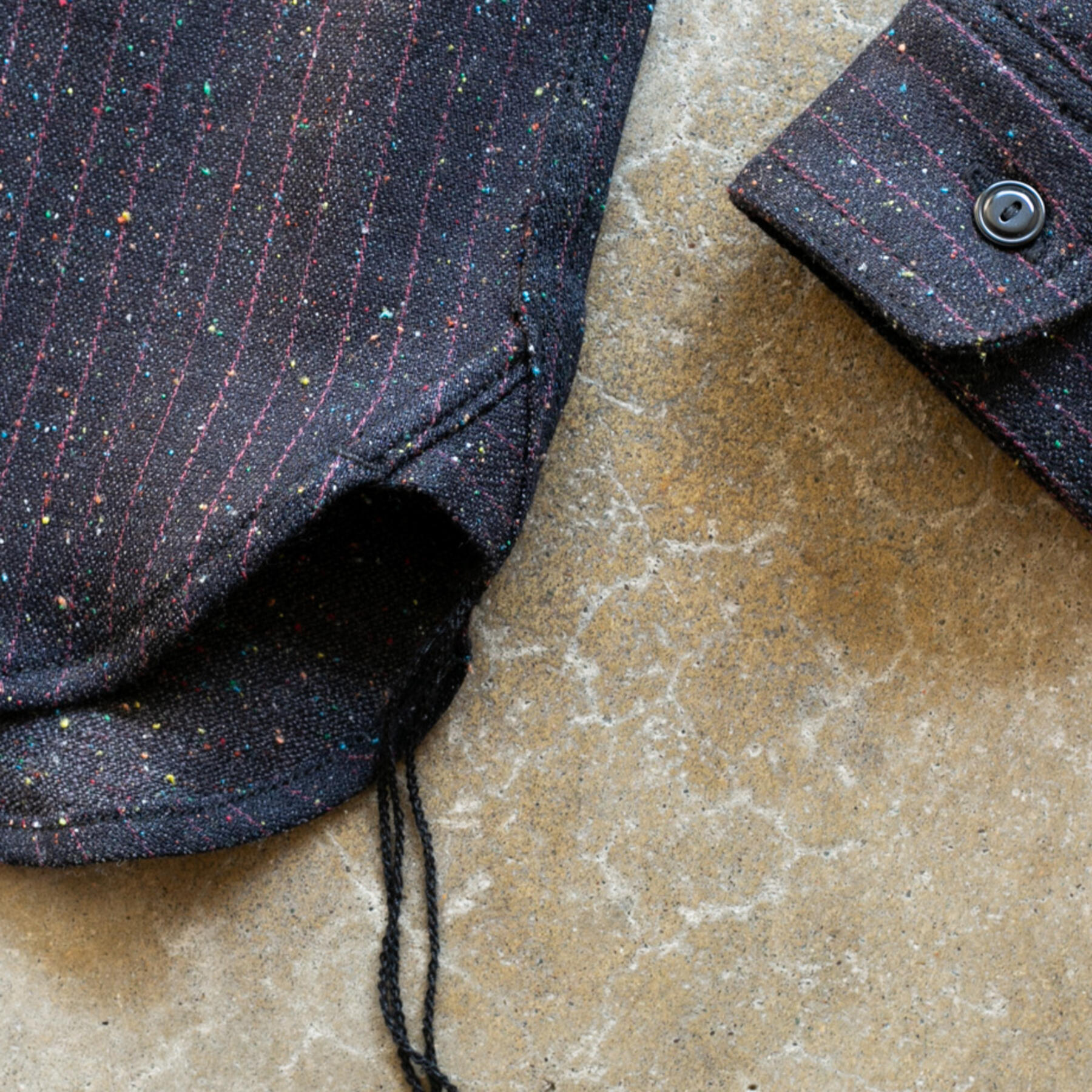 gustin #162 black pinstripe rainbow nep workshirt