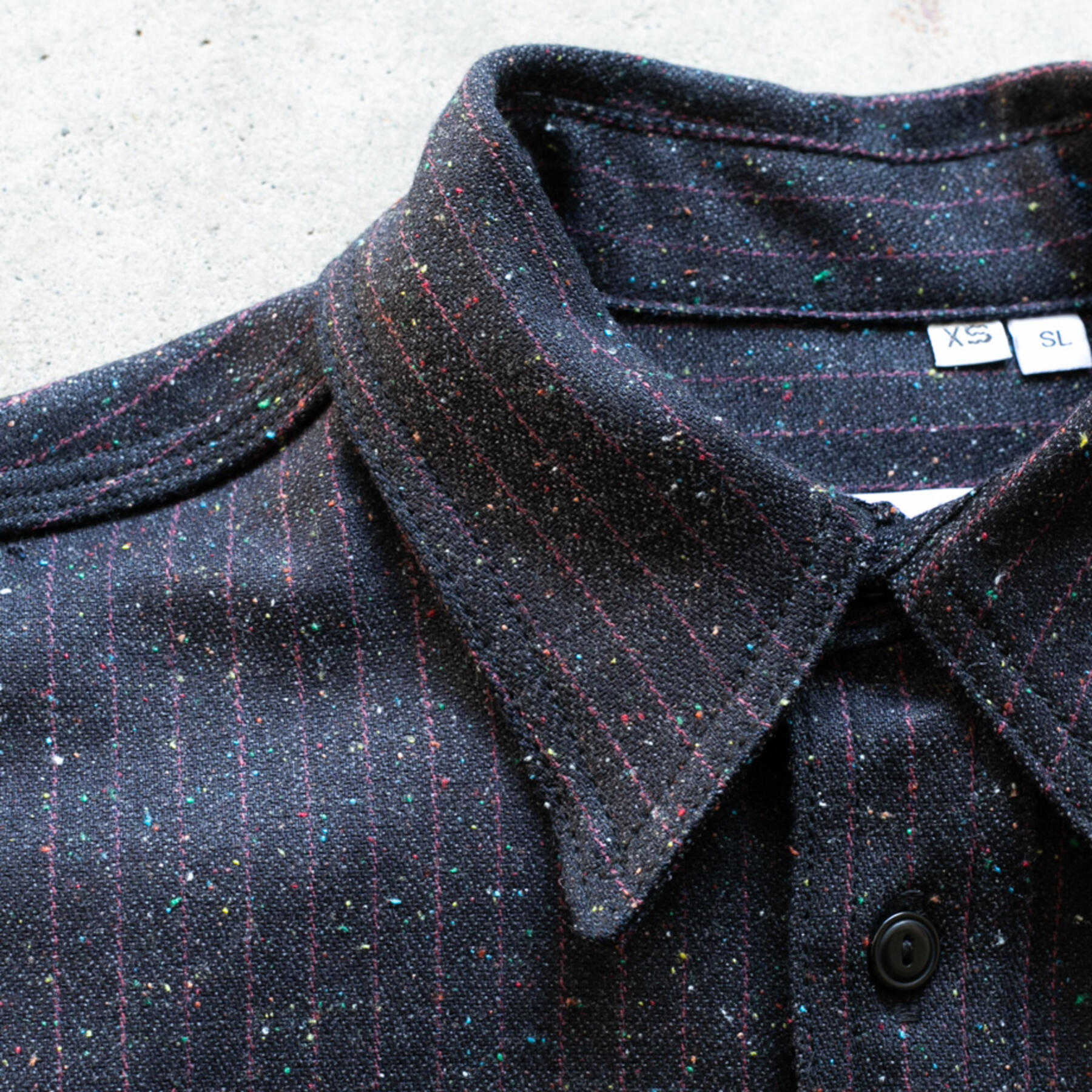 gustin #162 black pinstripe rainbow nep workshirt