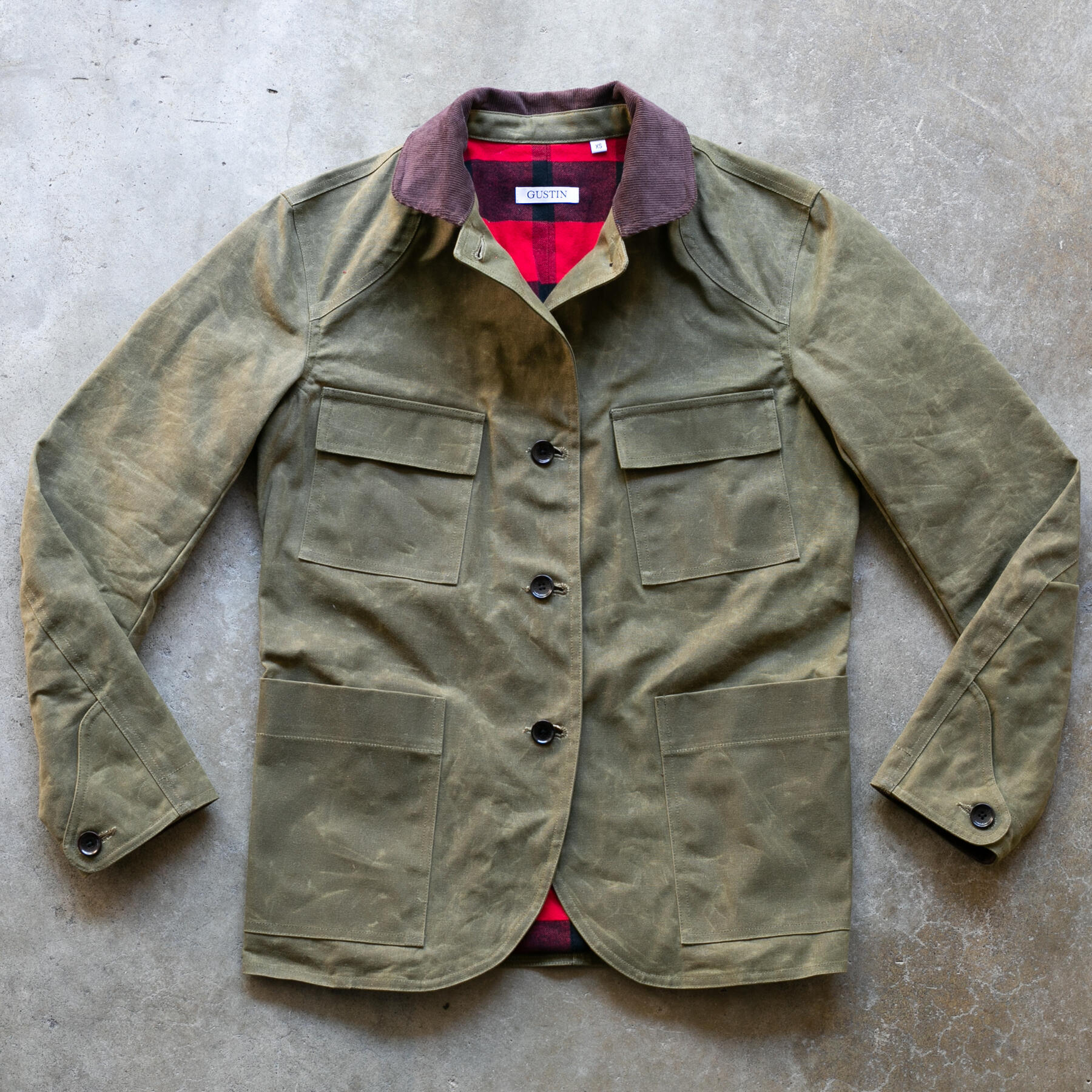 gustin huntsman jacket - waxed olive