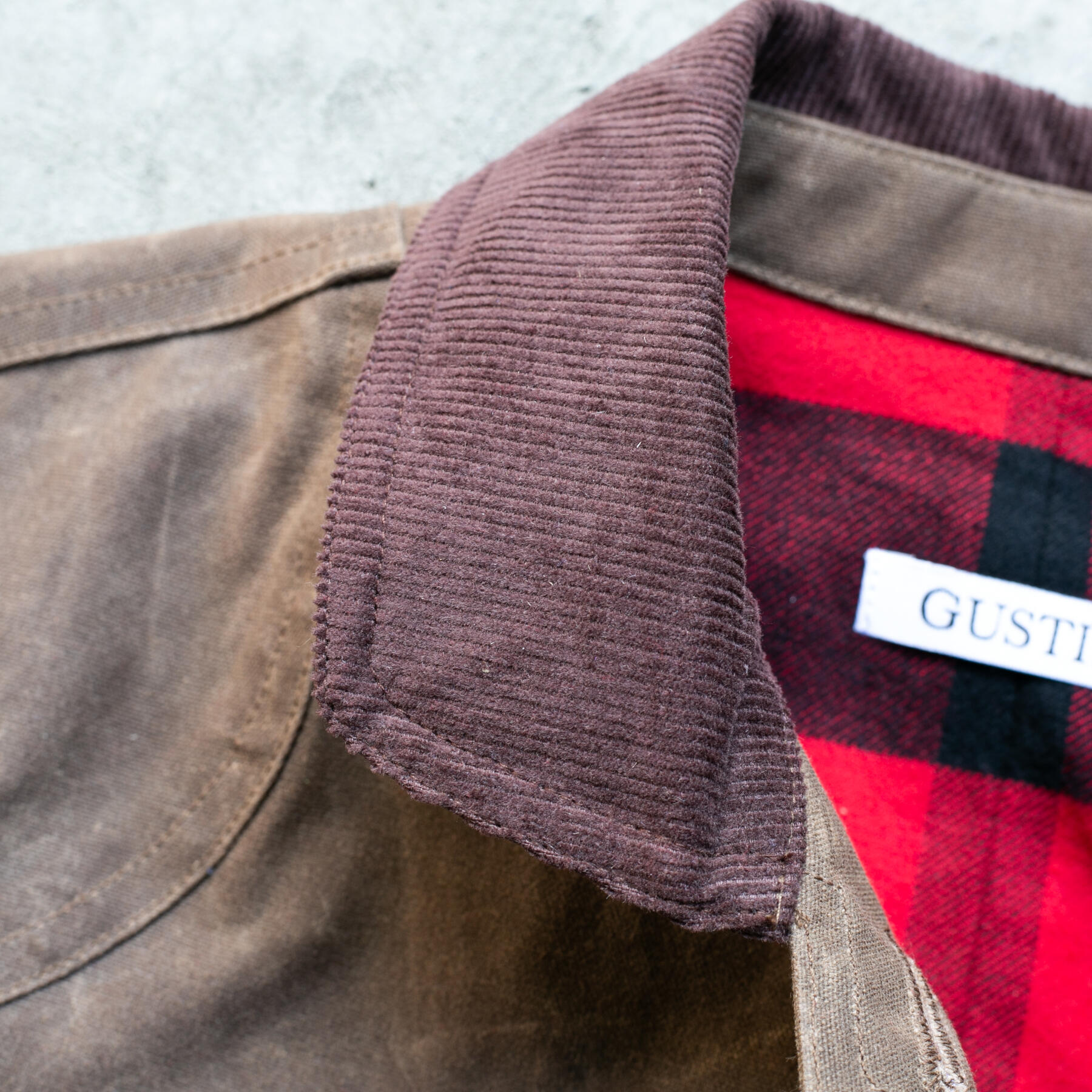 gustin huntsman jacket - waxed dark oak