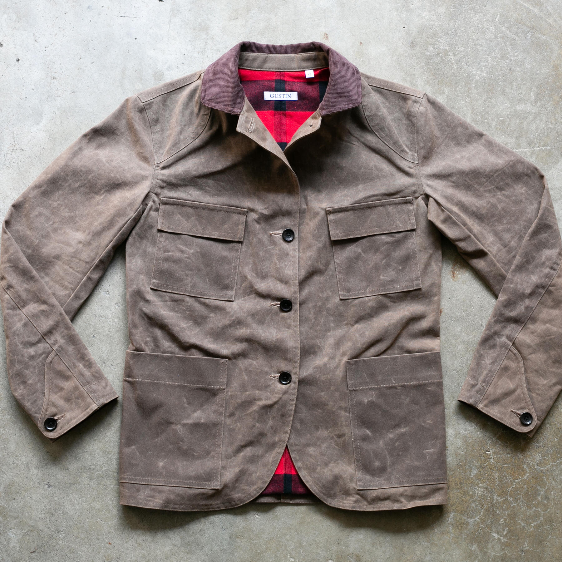 gustin huntsman jacket - waxed dark oak