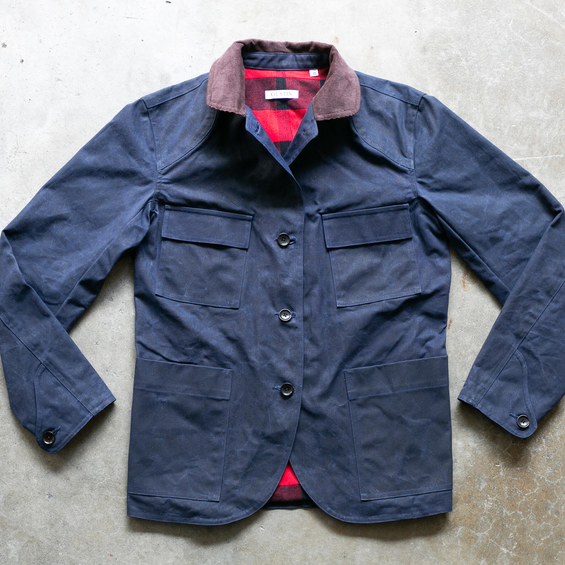 gustin huntsman jacket - waxed navy