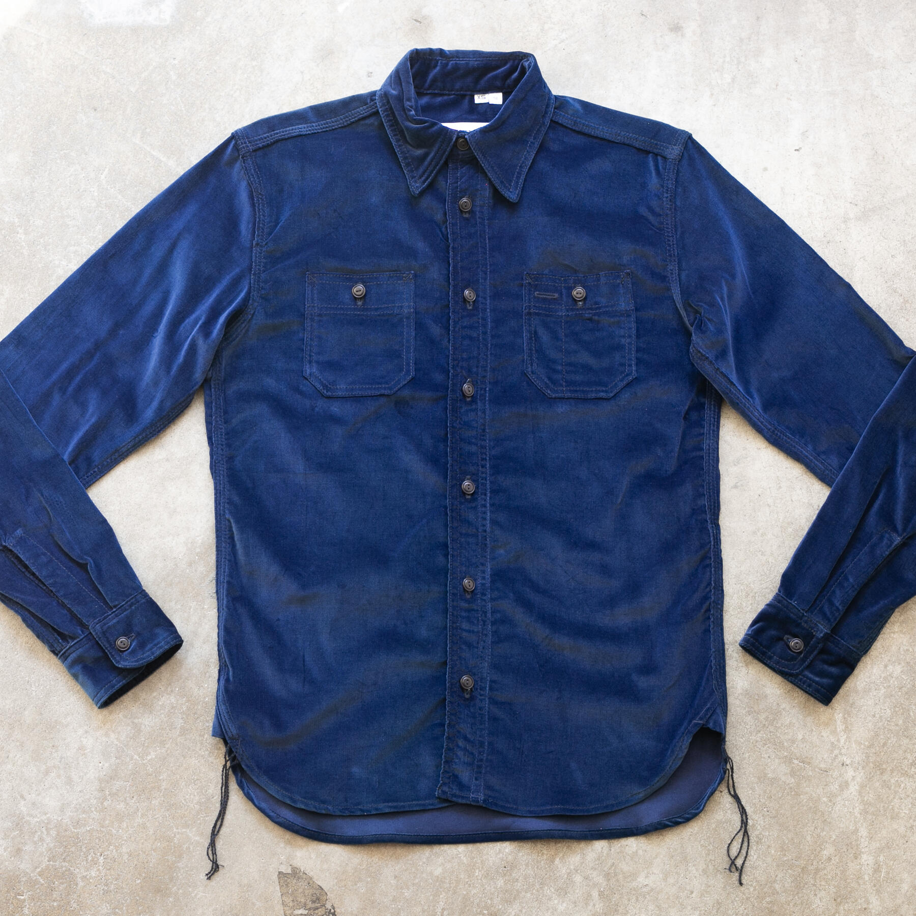 gustin #164 indigo dyed felt moleskin workshirt