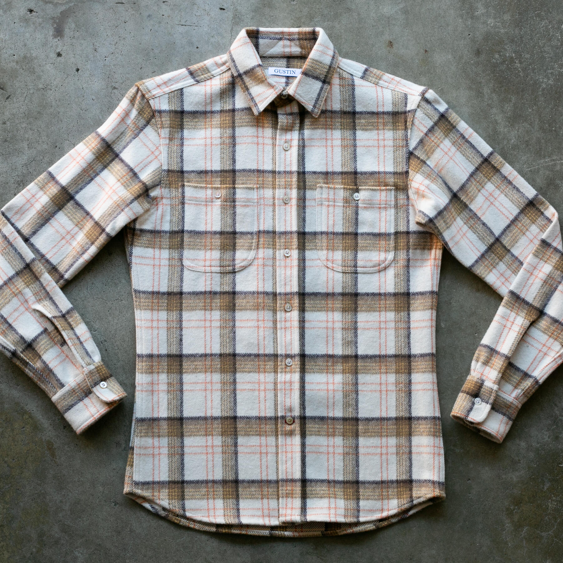 gustin #1182 monster flannel - cream coffee
