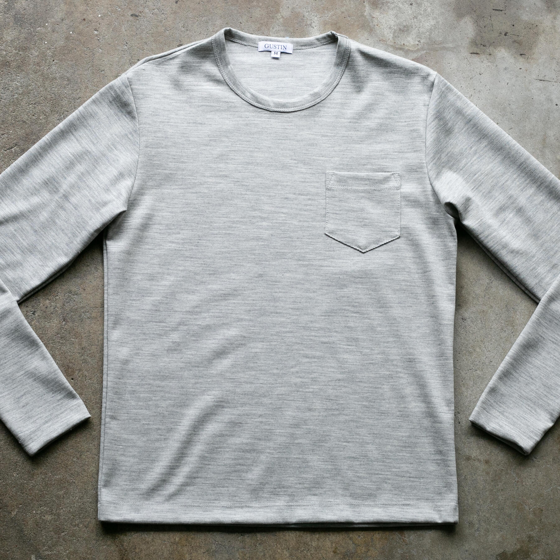 gustin japan wool jersey pocket crew - concrete