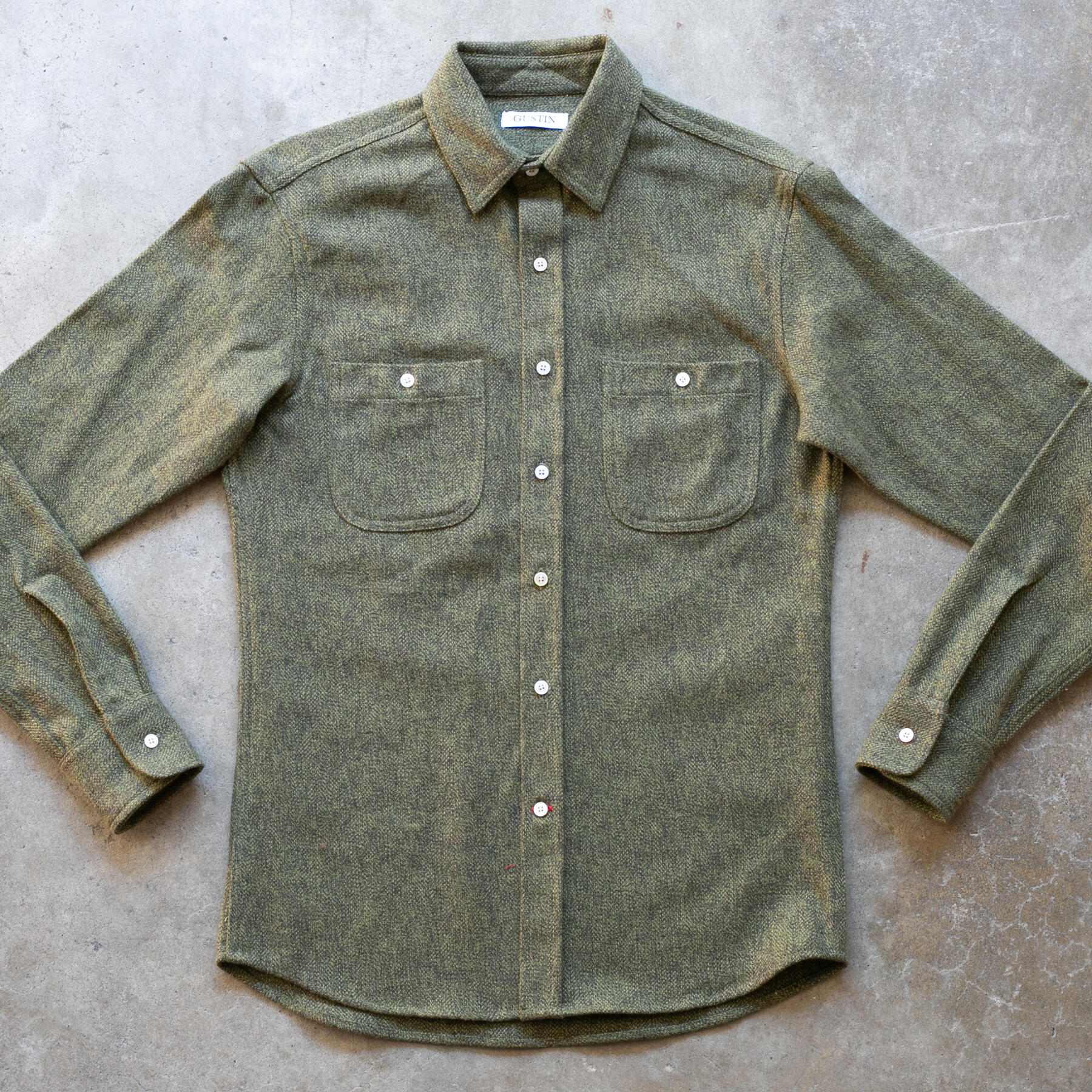 gustin #1186 japan low twist shirt - moss
