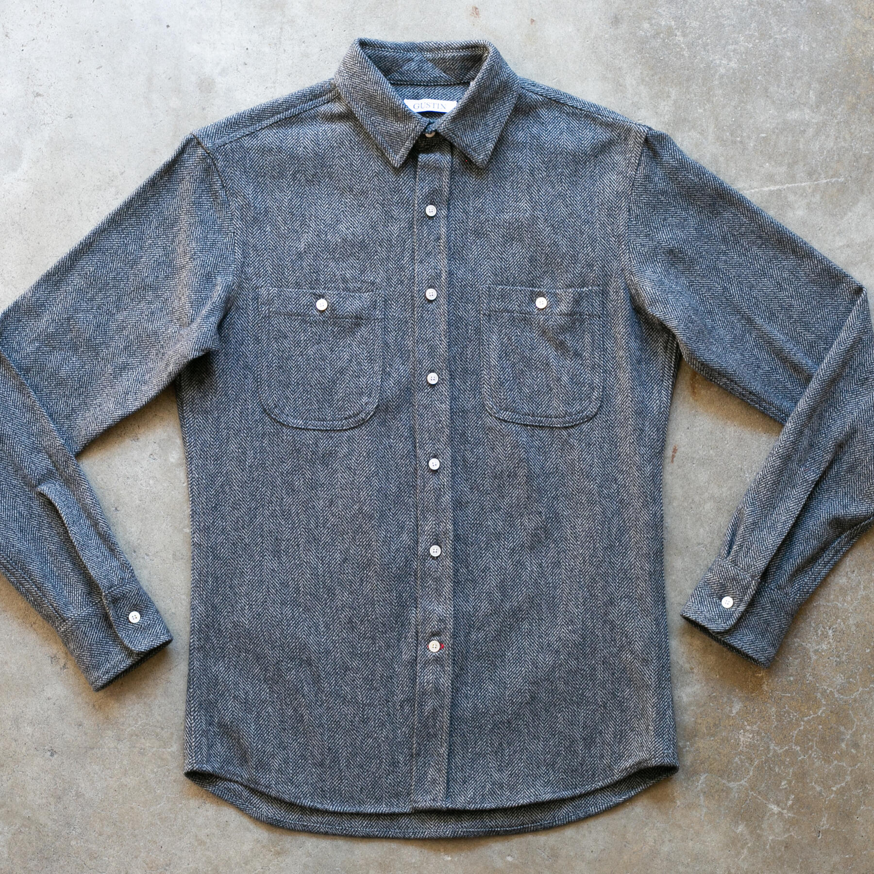 gustin #1187 japan low twist shirt - navy