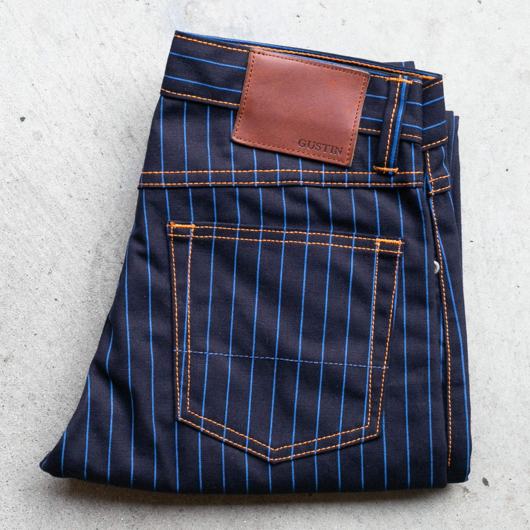 gustin #569 selvedge pinstripe canvas - navy