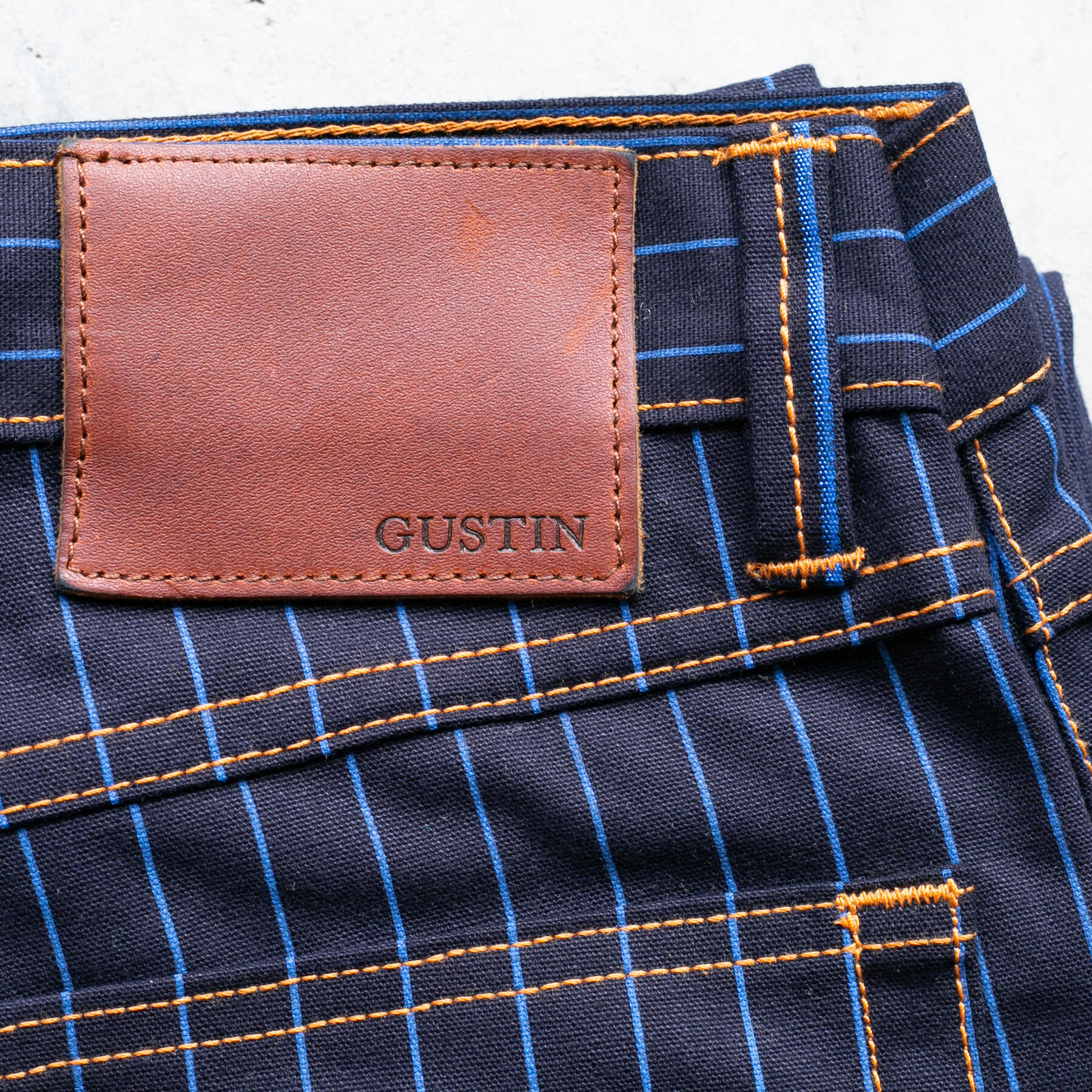 gustin #569 selvedge pinstripe canvas - navy