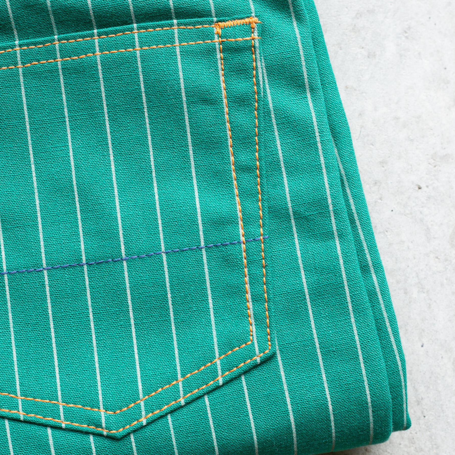 gustin #571 selvedge pinstripe canvas - emerald
