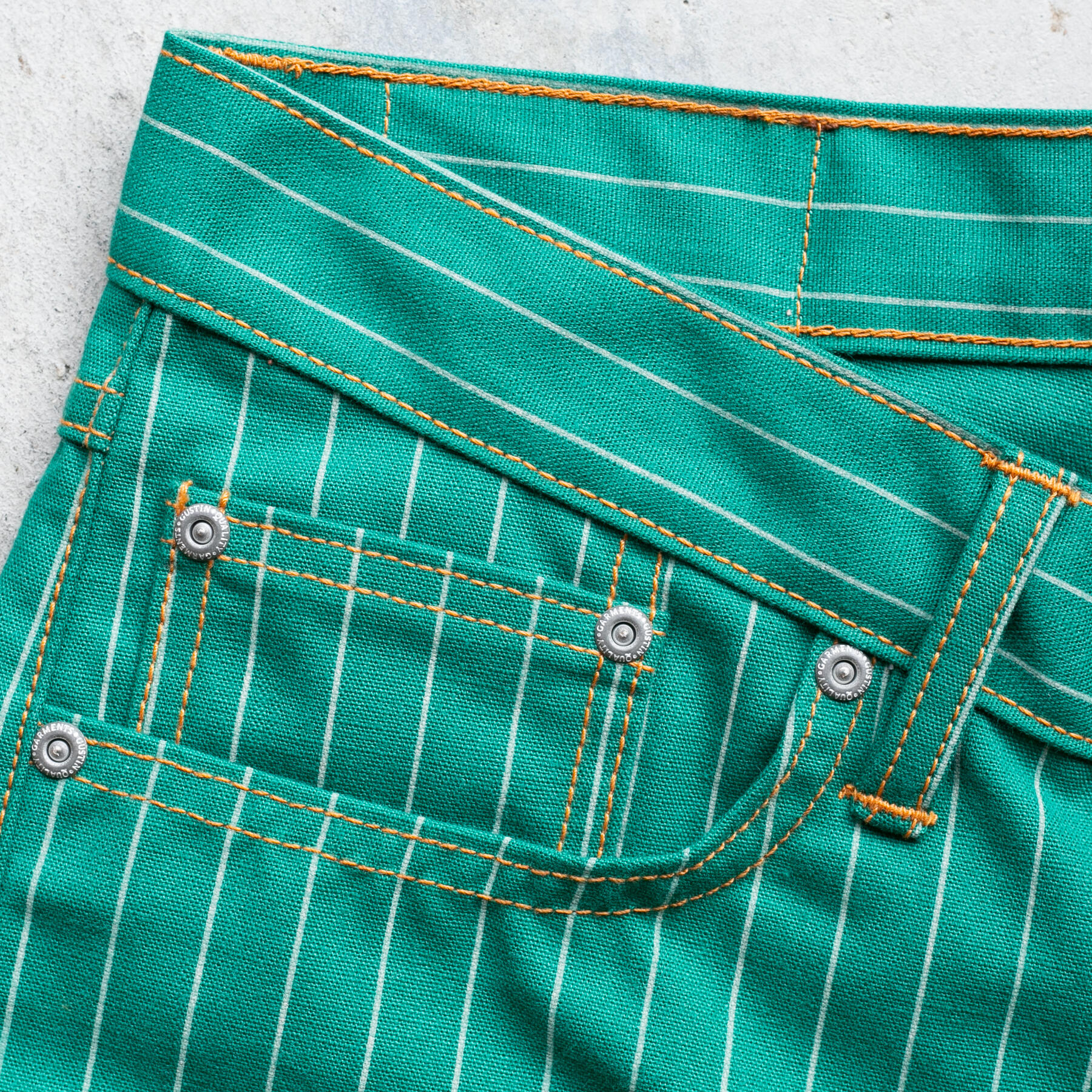 gustin #571 selvedge pinstripe canvas - emerald