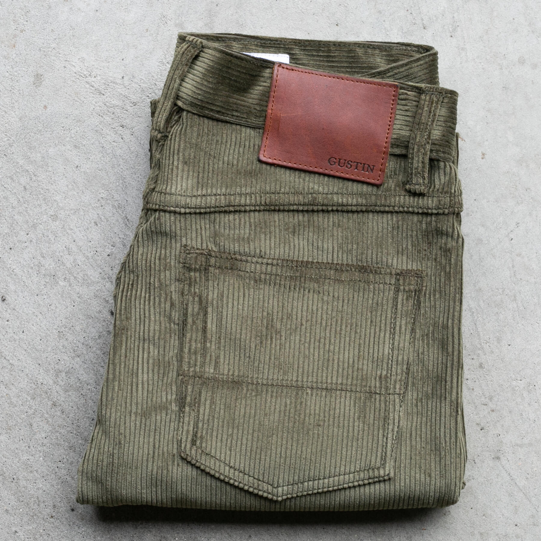 gustin #345 japan chunky cord 5 pocket - olive