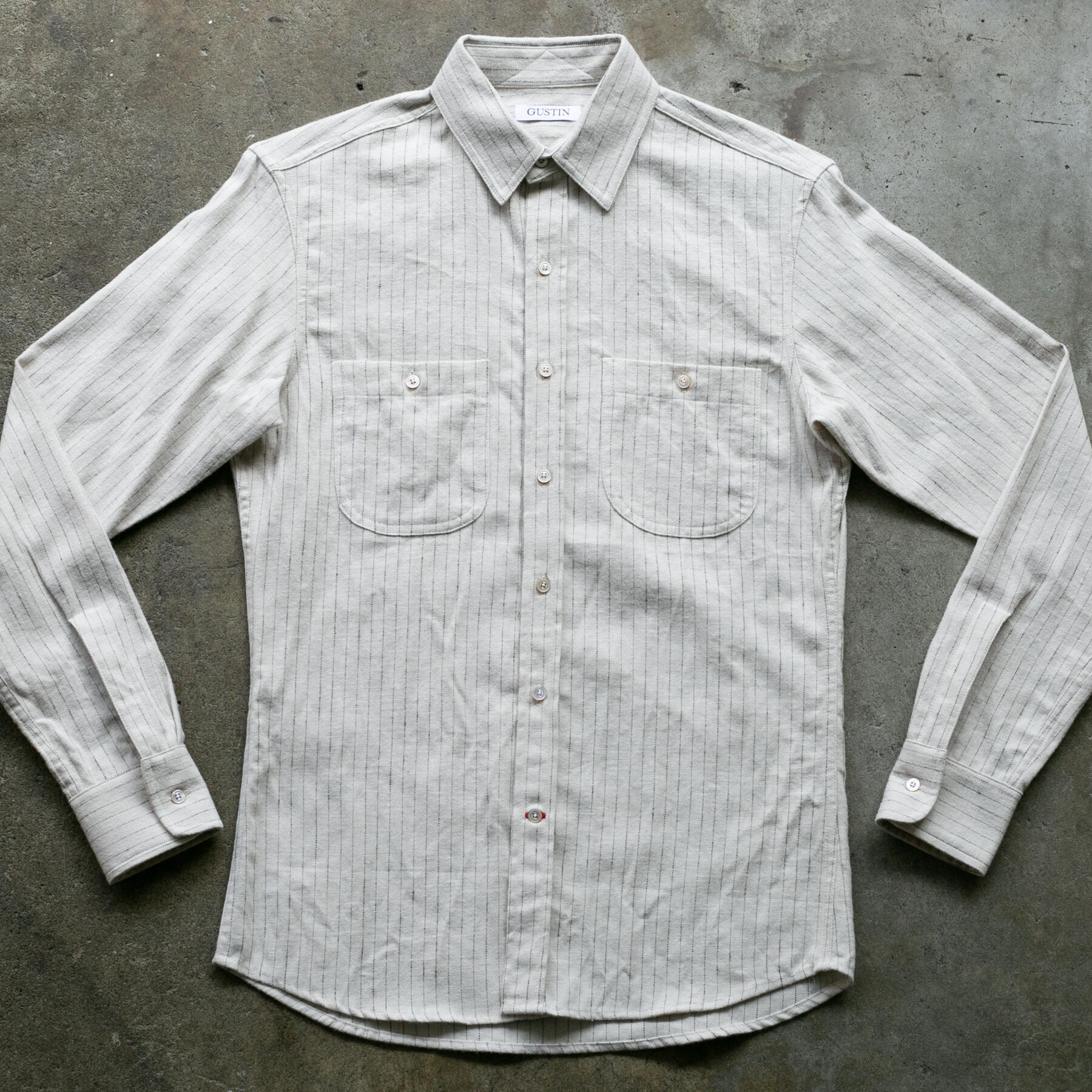 gustin #1191 ultrasoft ticking stripe - white