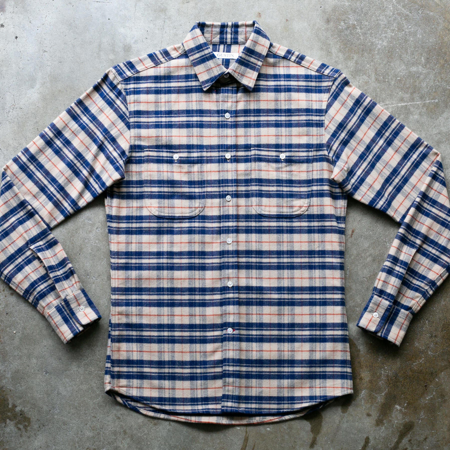 gustin #1194 japan vivid flannel - navy tan