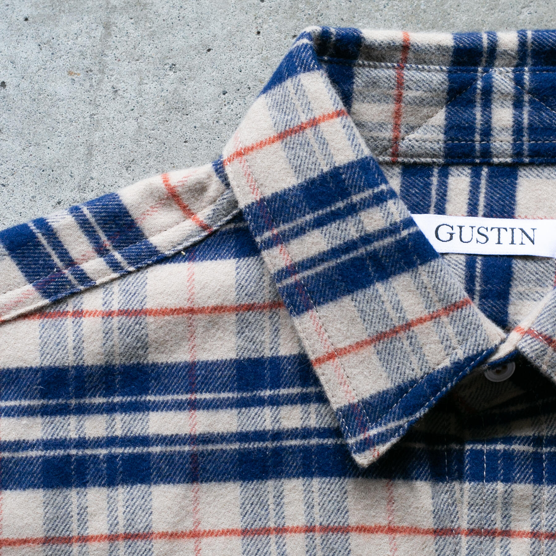 gustin #1194 japan vivid flannel - navy tan