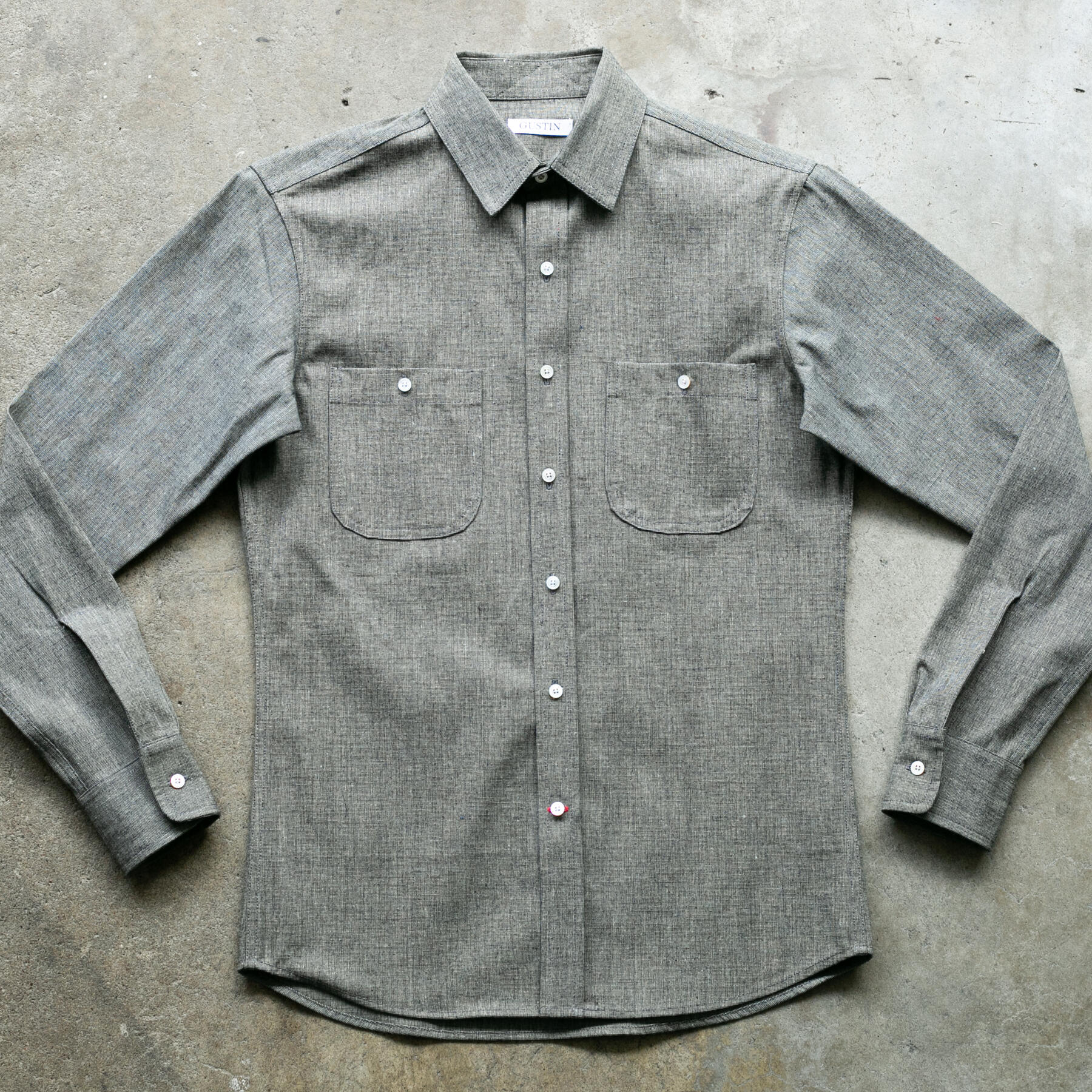 gustin #1197 japan indigoxgreencast shirt