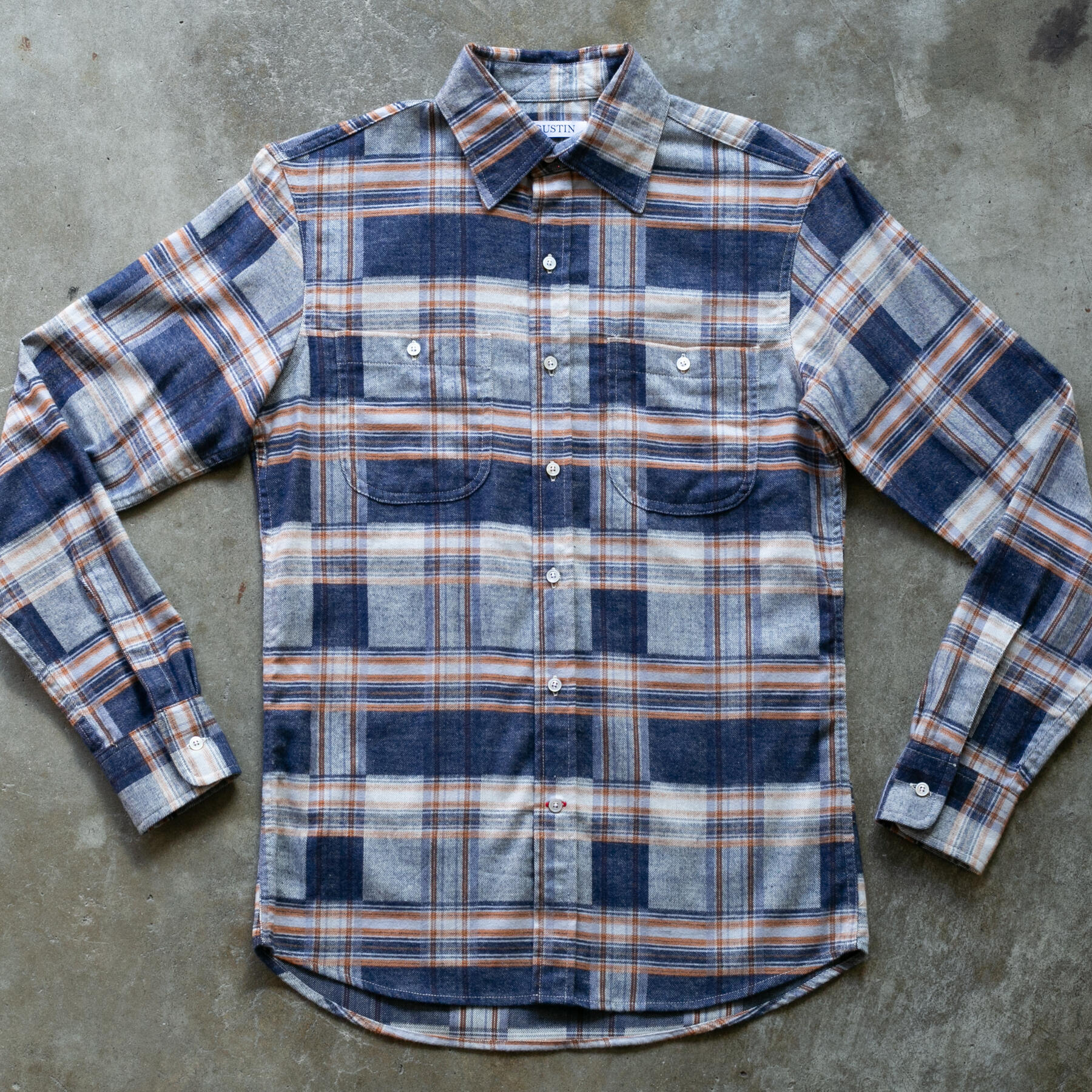 gustin #1198 air flannel - navy orange