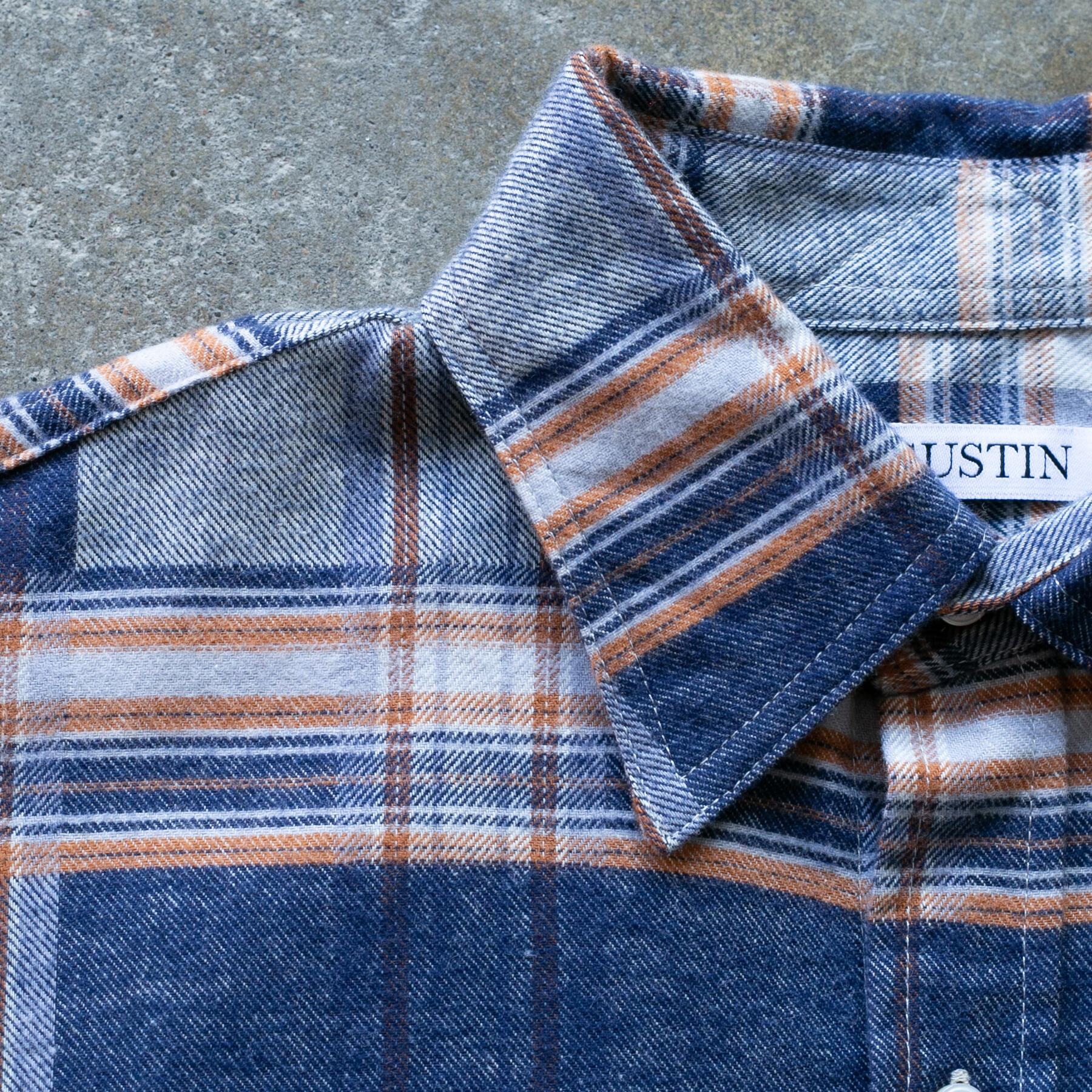 gustin #1198 air flannel - navy orange