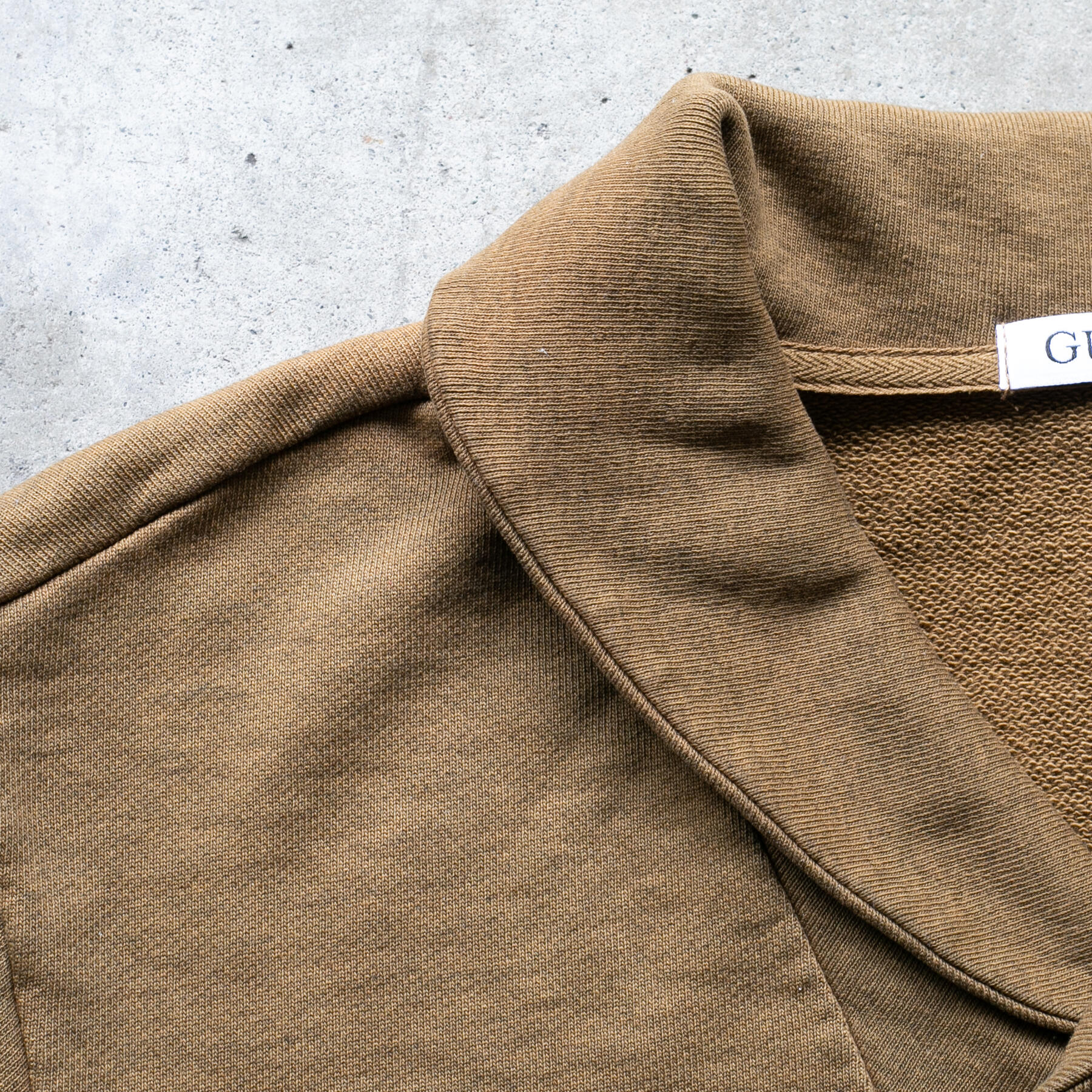 gustin shawl collar french terry - gold khaki
