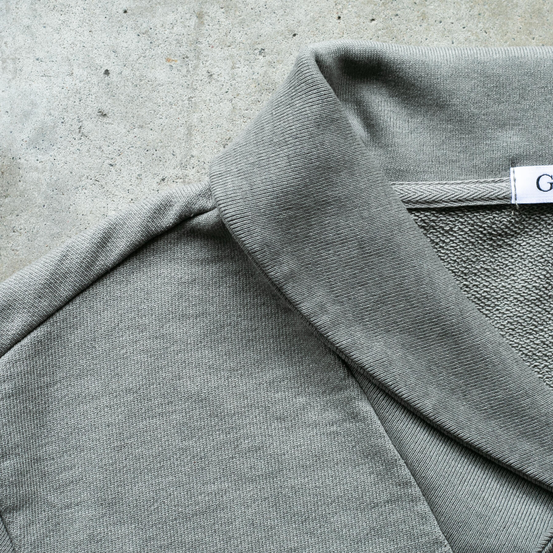 gustin shawl collar french terry - grey green